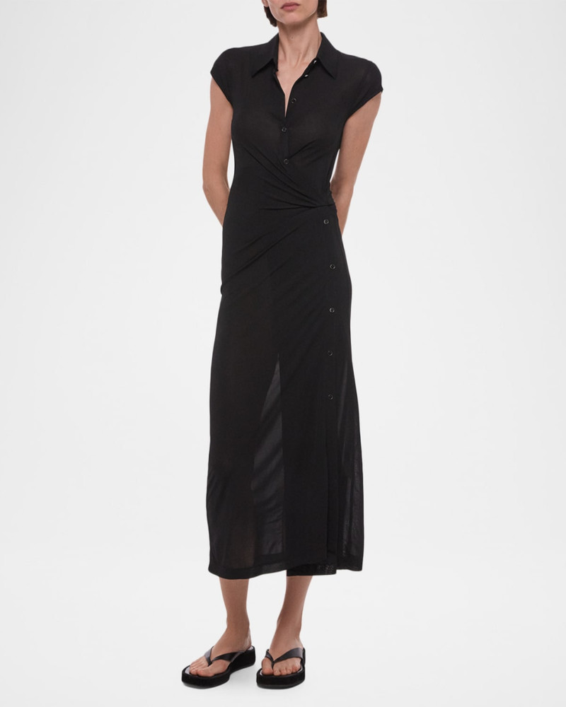 Helmut Lang Short-Sleeve Twist Jersey Midi Dress outlook