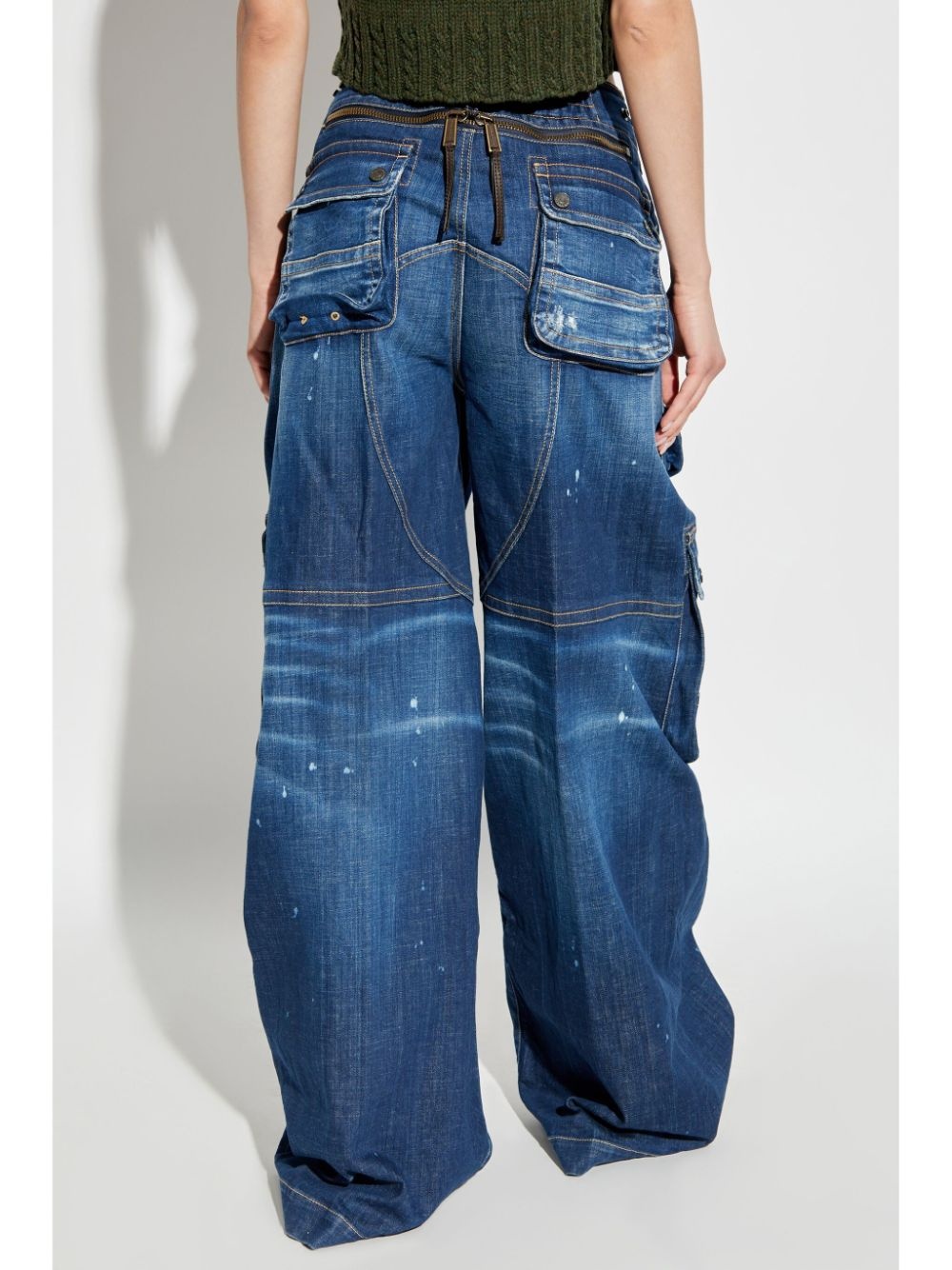 wide-leg cargo jeans - 4