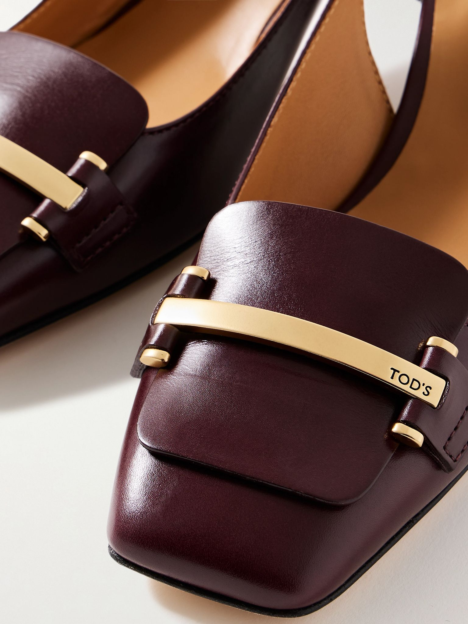 Cuoio embellished leather pumps Burgundy - 4