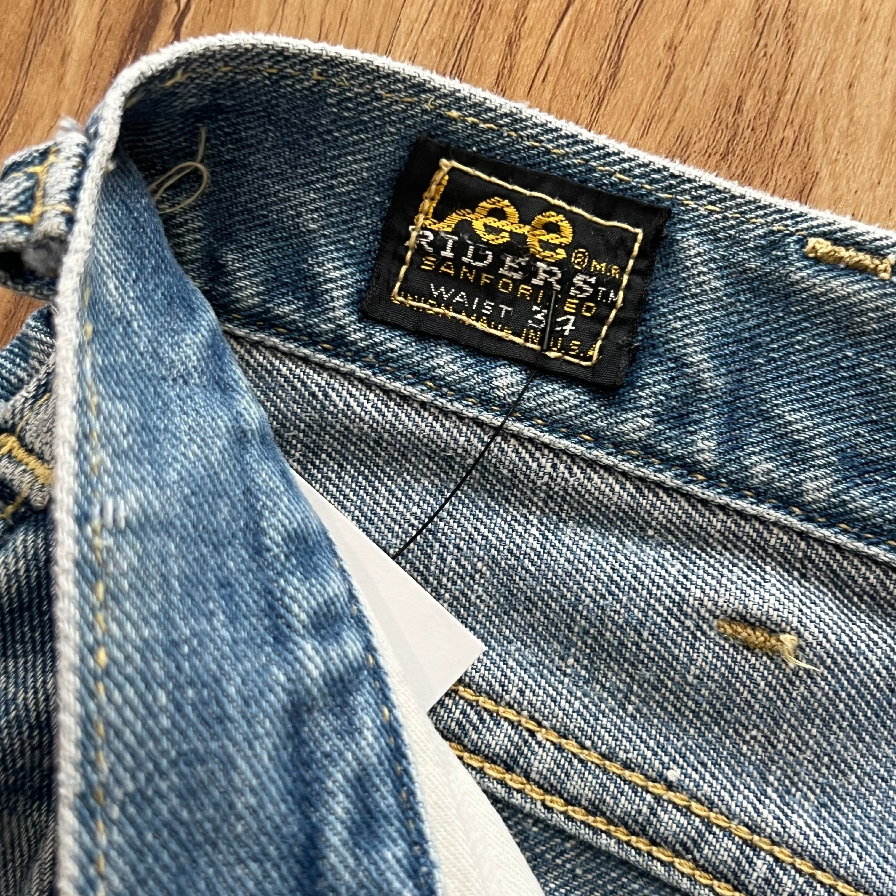 Final Blow - Vintage 1960s Lee Riders Sanforized Selvedge Mud Wash Repaired Denim SZ 33 - 6
