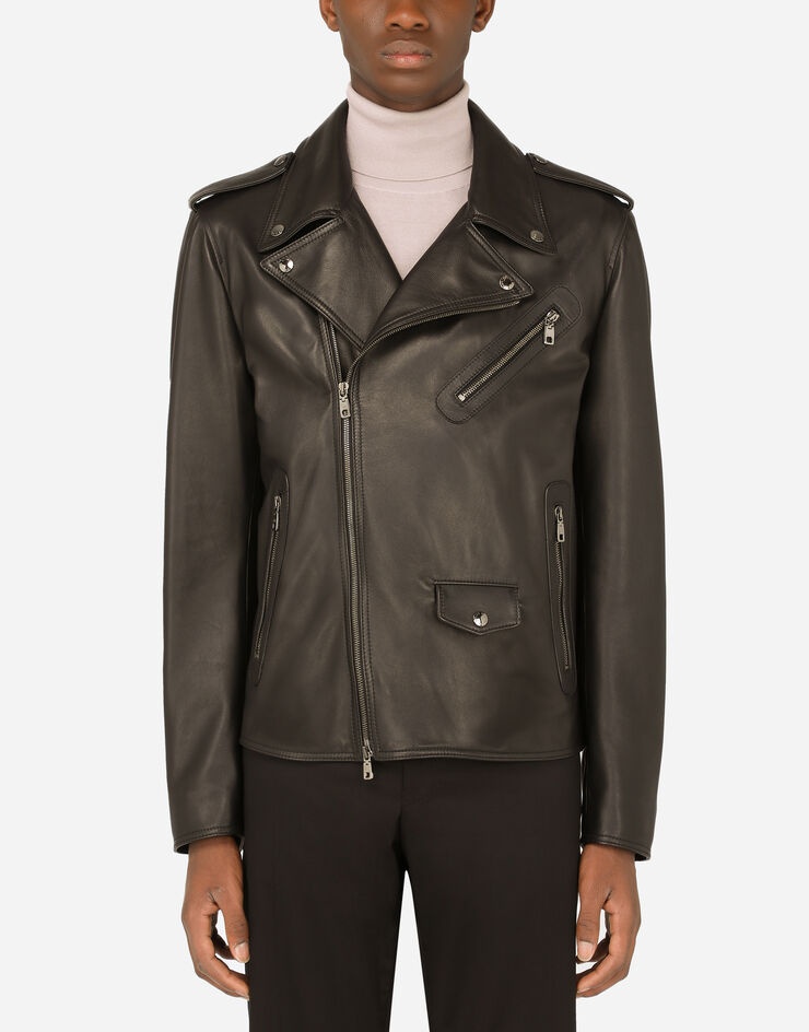 Leather biker jacket - 1