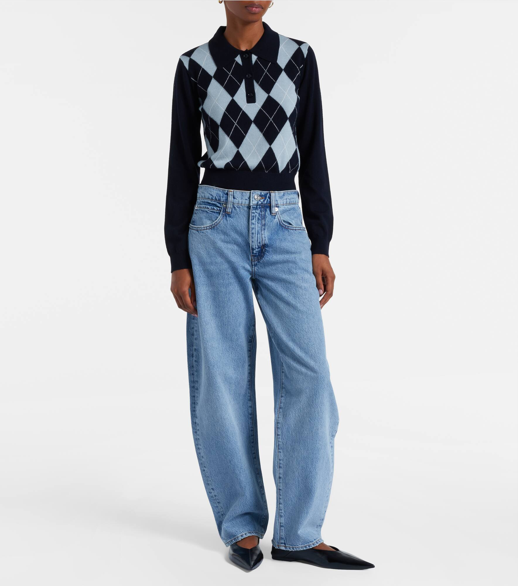 Low Slung mid-rise barrel-leg jeans - 7