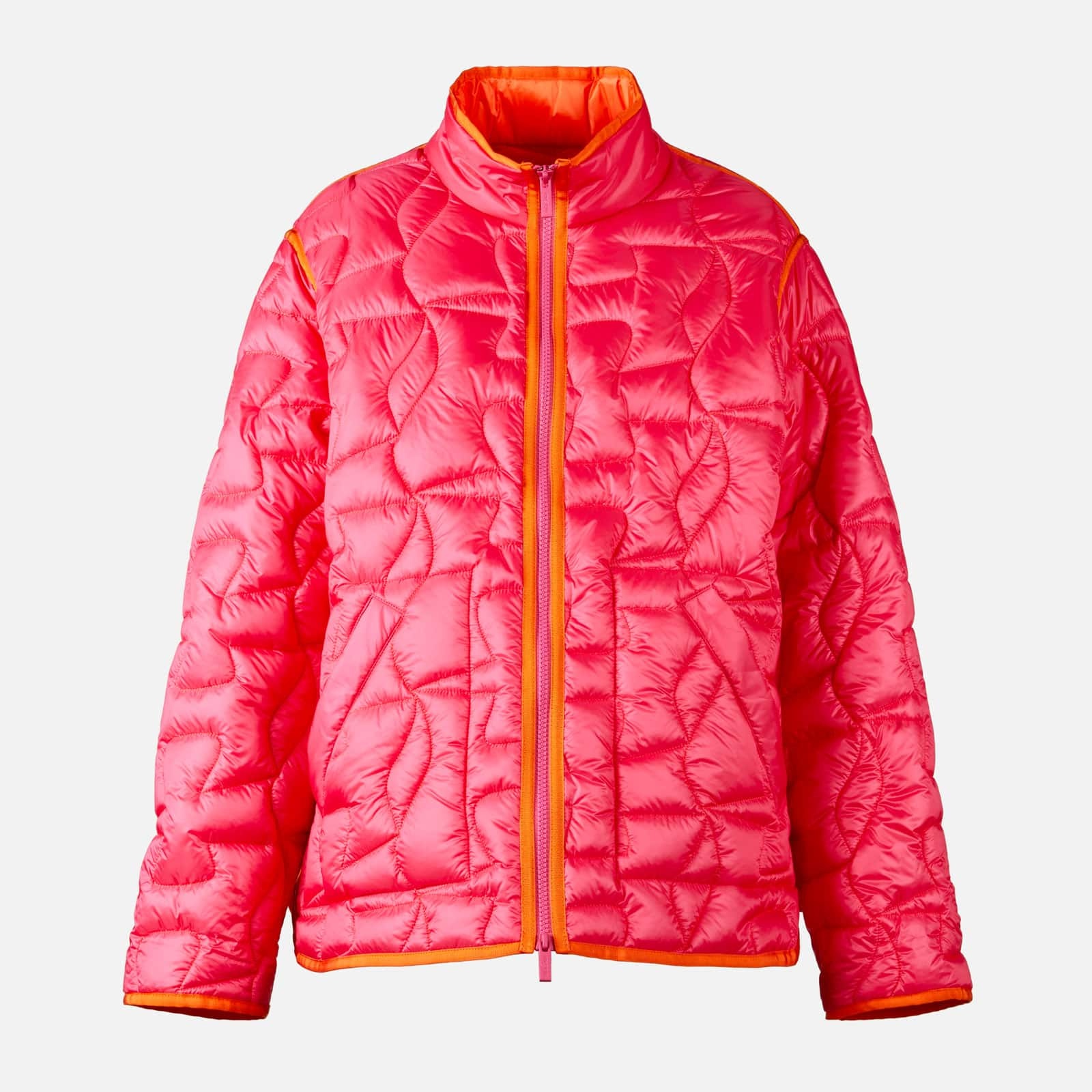Quilted Bomber Jacket Red Orange - 1