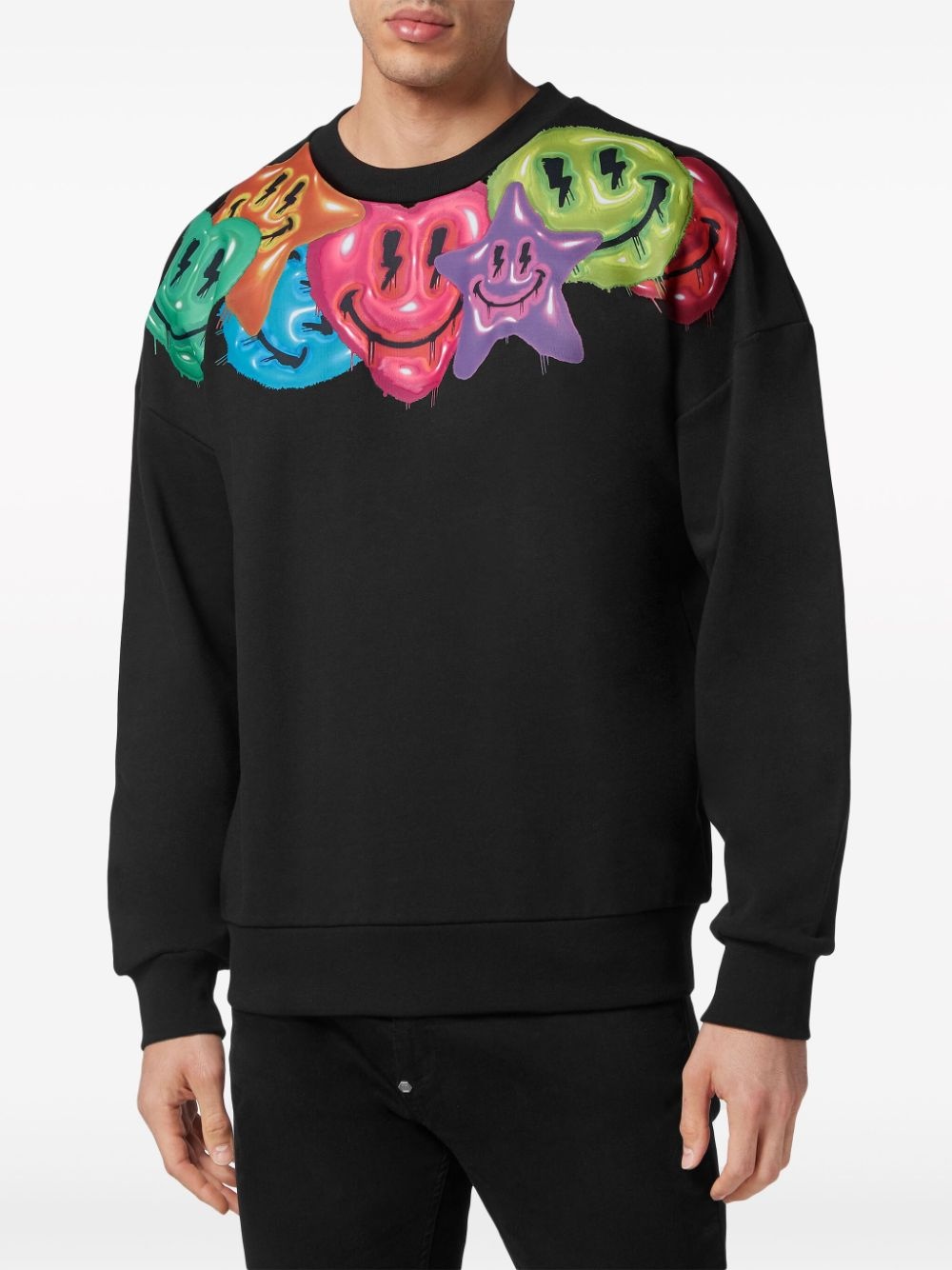 smiley face-print sweatshirt - 3