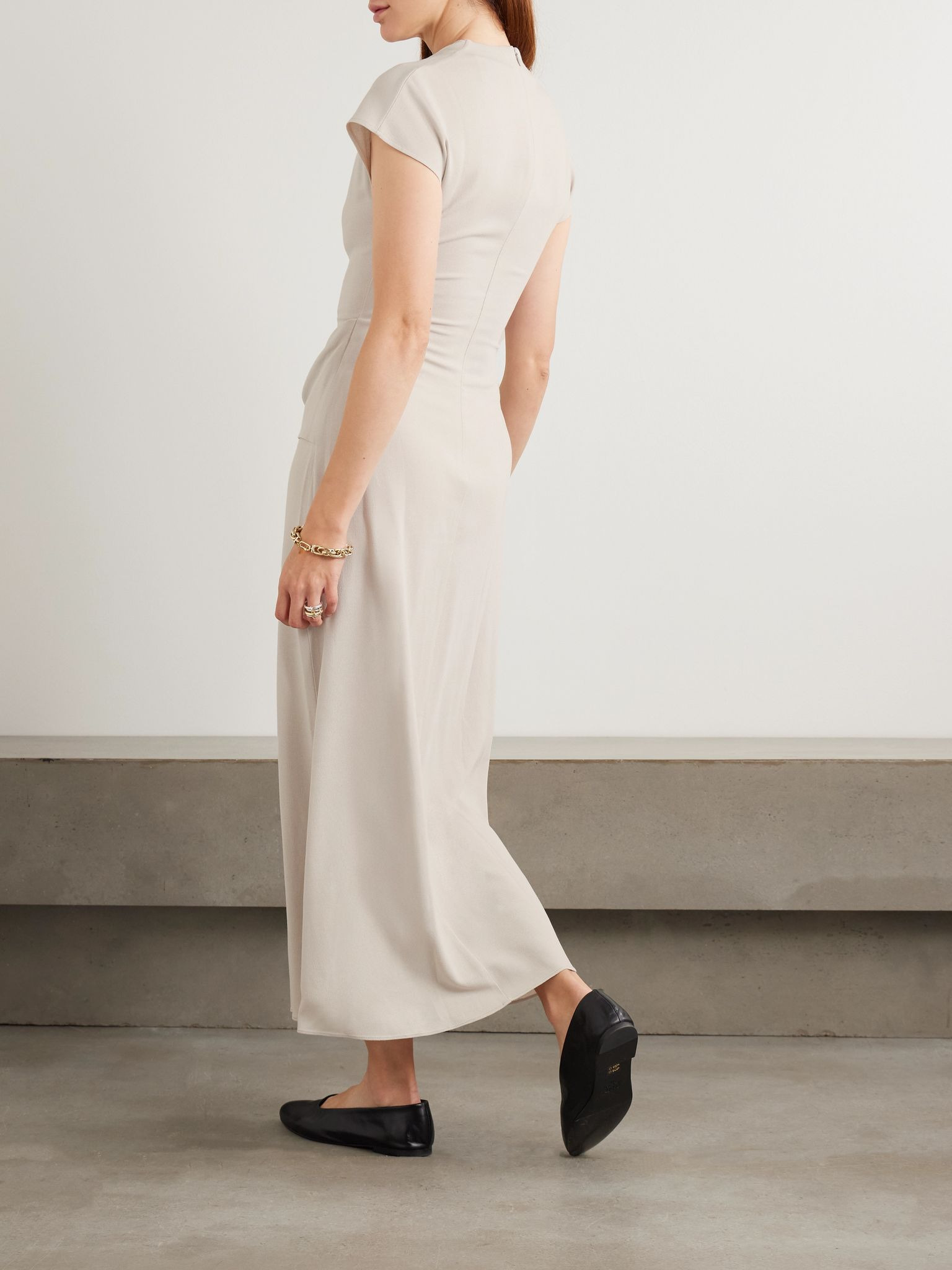 Clem draped crepe maxi dress Light gray - 3