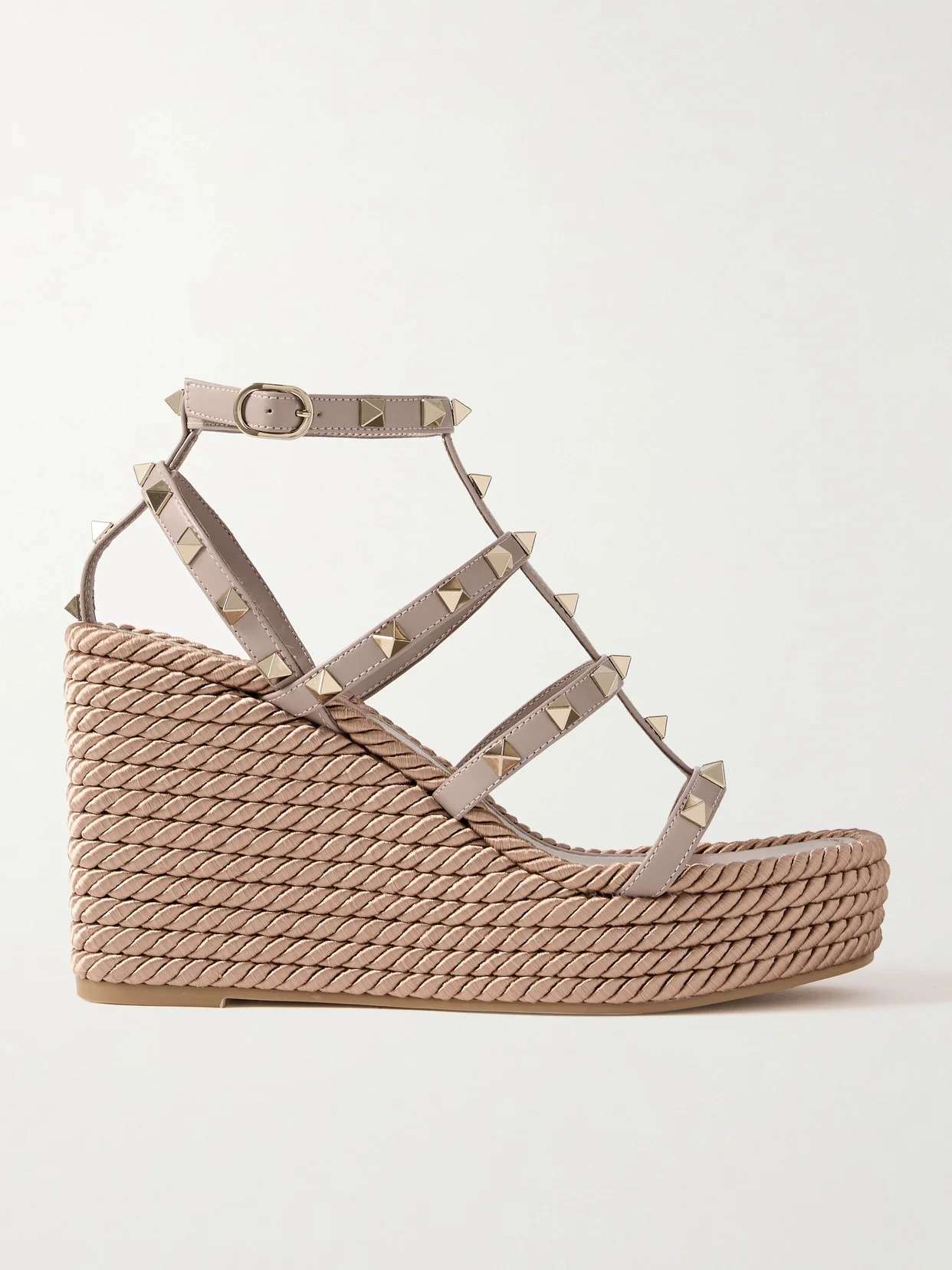 Rockstud Torchon 105 Leather Espadrille Wedge Sandals - 1