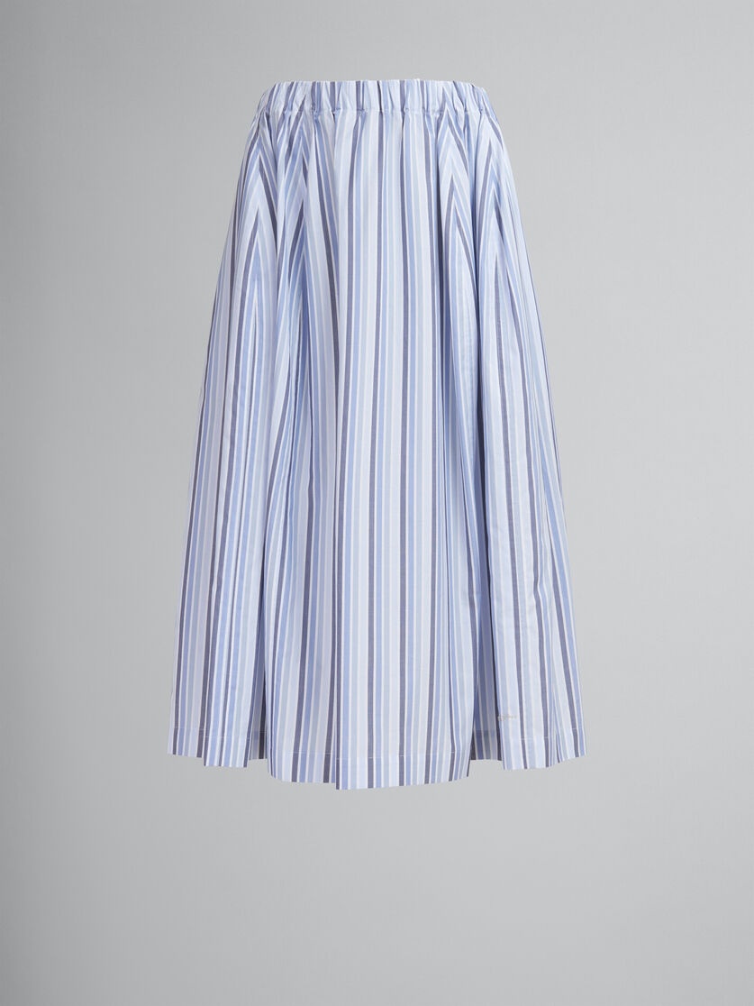 BLUE STRIPED ORGANIC POPLIN ELASTICATED MIDI SKIRT - 1