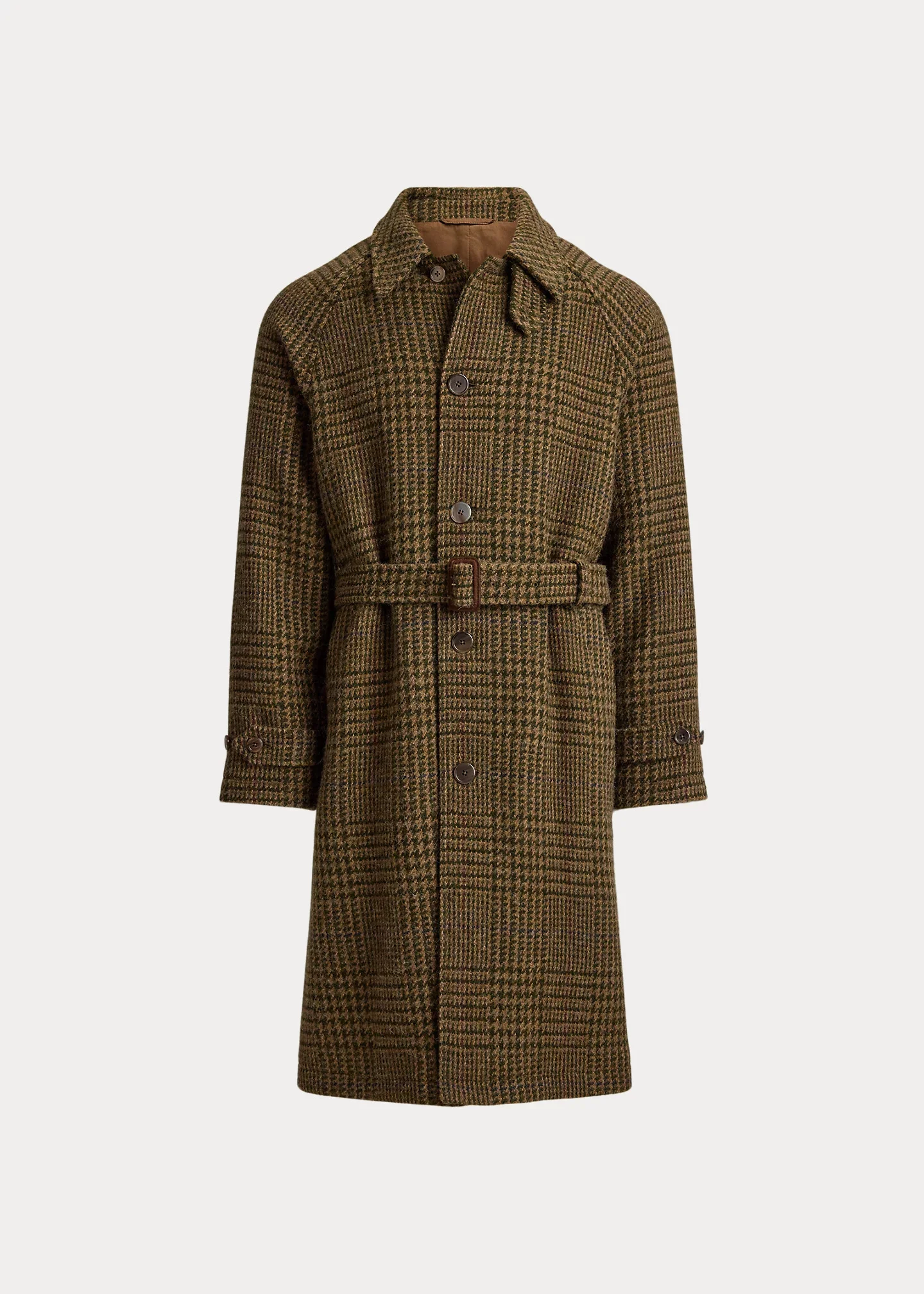 Glen Plaid Wool Tweed Balmacaan Coat - 1