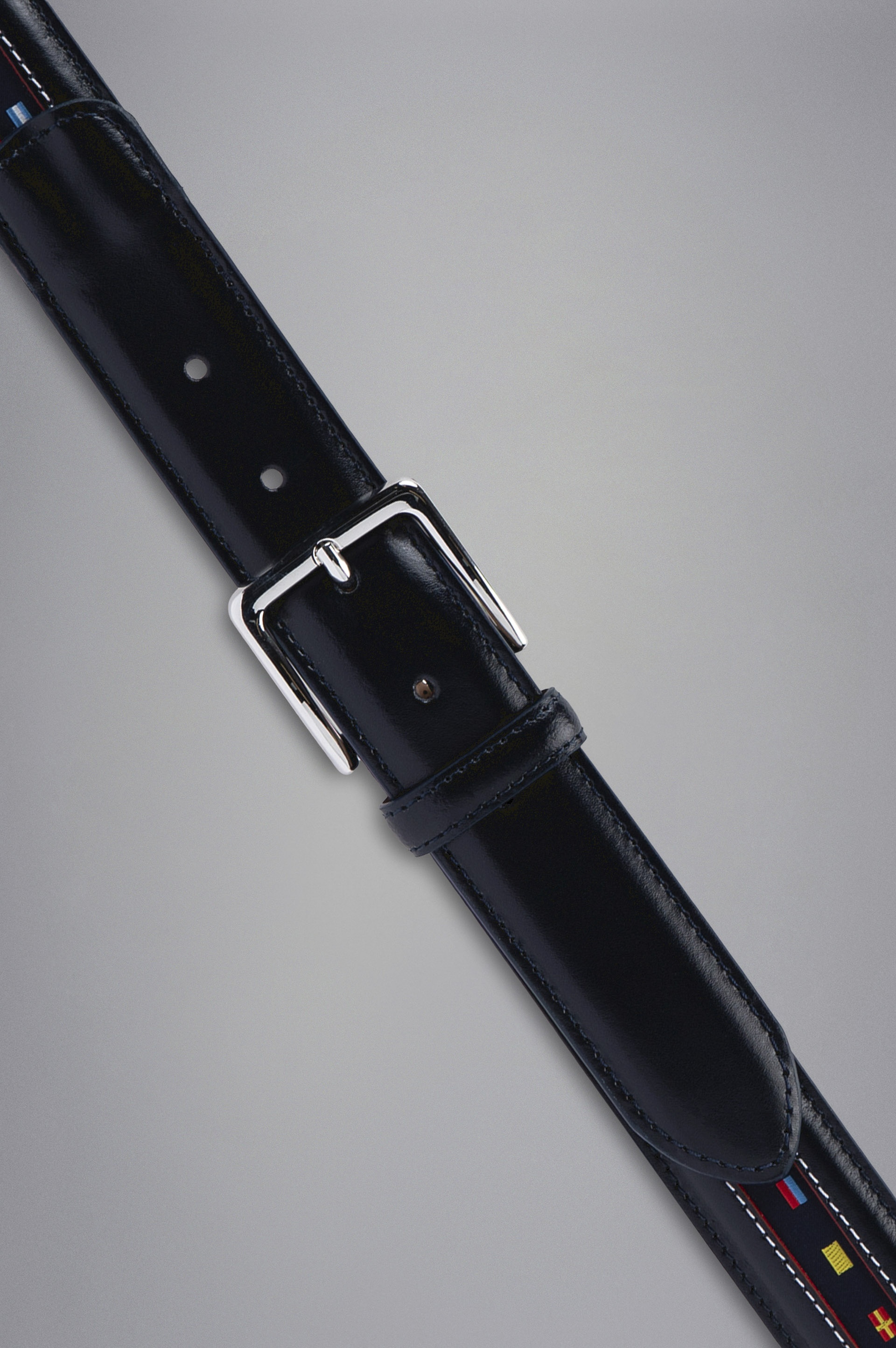 LEATHER BELT WITH NAUTICAL FLAGS RIBBON - 2