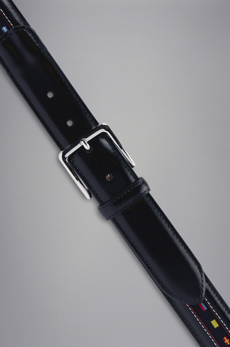 Paul & Shark LEATHER BELT WITH NAUTICAL FLAGS RIBBON outlook