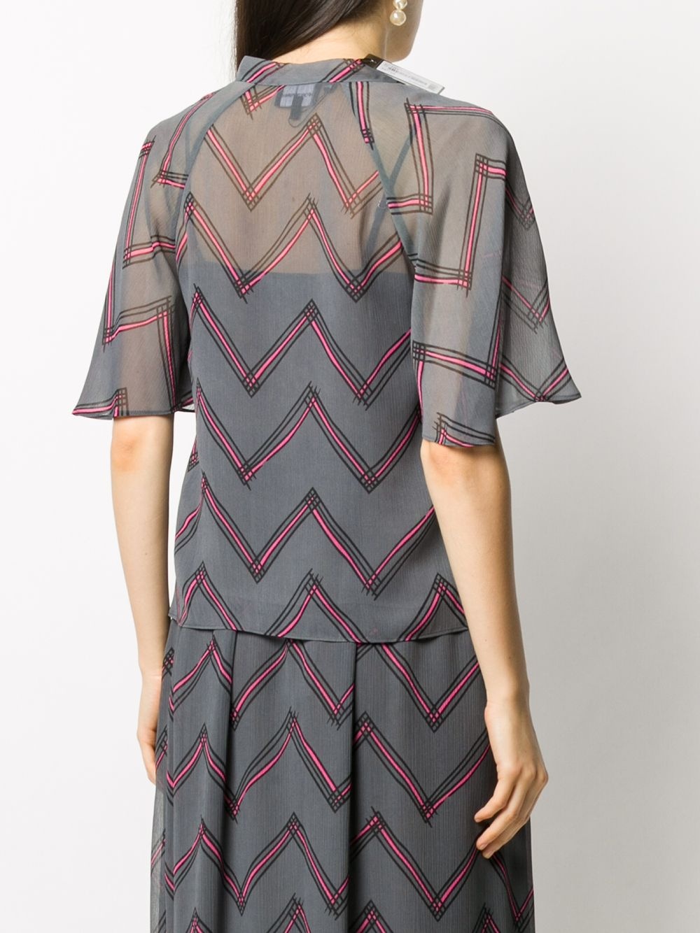 tie-front zigzag blouse - 4