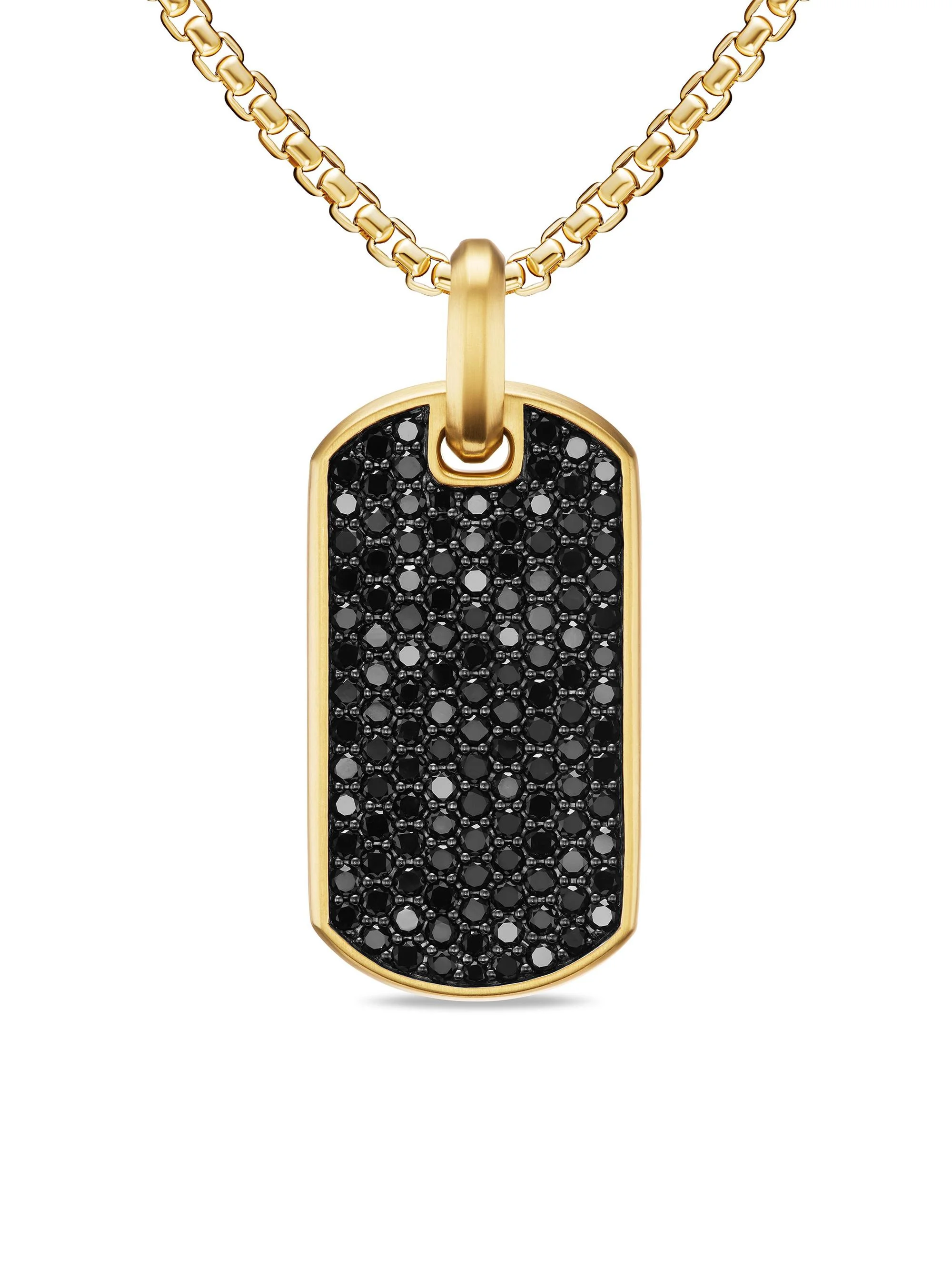 Men's Chevron Pavé Tag in 18K Yellow Gold - Black Diamond - 1