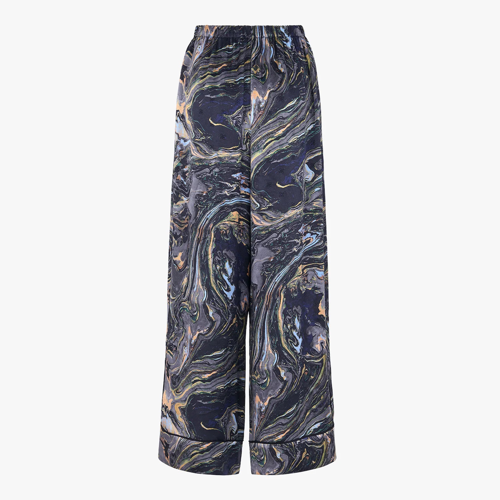 Blue satin crêpe pants - 2