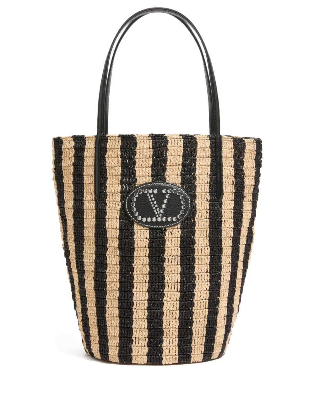 striped raffia shopping bag - 1