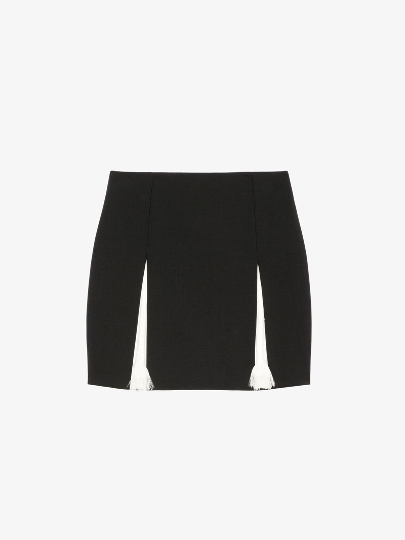 MINI SKIRT IN WOOL AND MOHAIR WITH CONTRASTED INSERTS 1