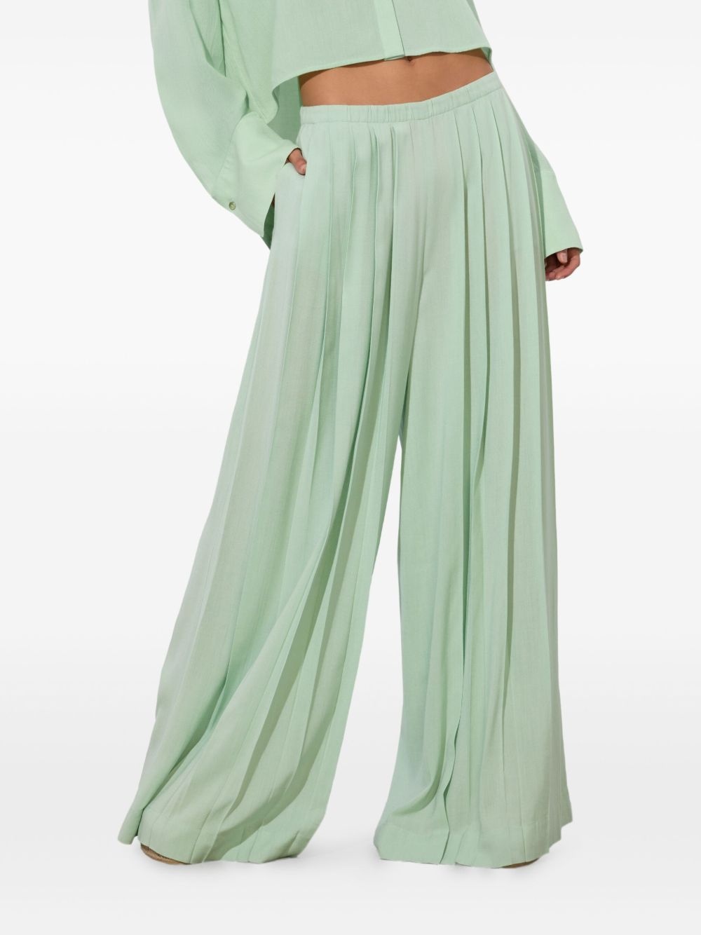 pleated wide-leg trousers - 4