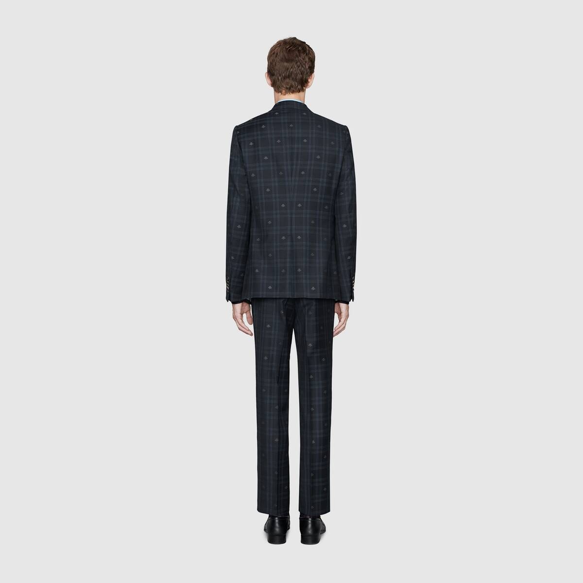 Fitted bee check wool suit - 4