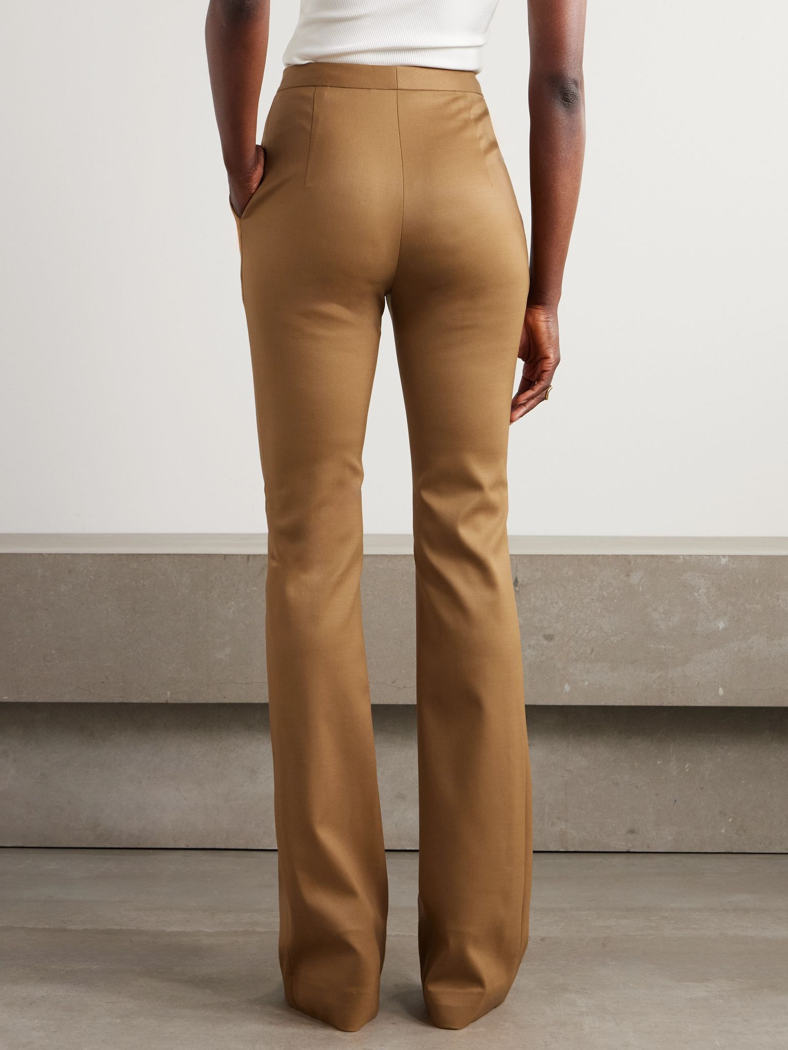 Sonny stretch-wool flared pants Tan - 4