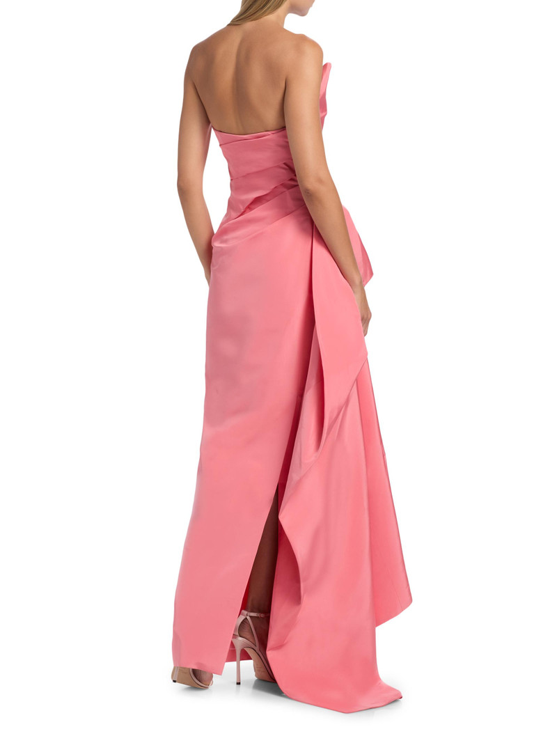Women's Asymmetric Draped Strapless Column Gown - Plumeria 5