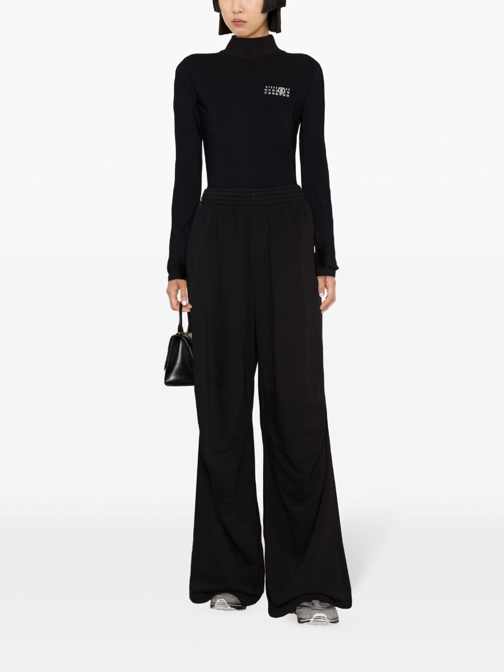 high-waisted cotton flared trousers - 2