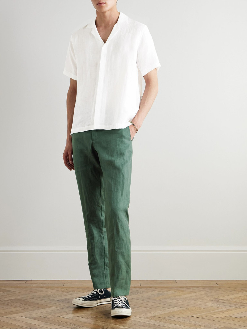 ORLEBAR BROWN Griffon Tapered Linen Trousers Green outlook