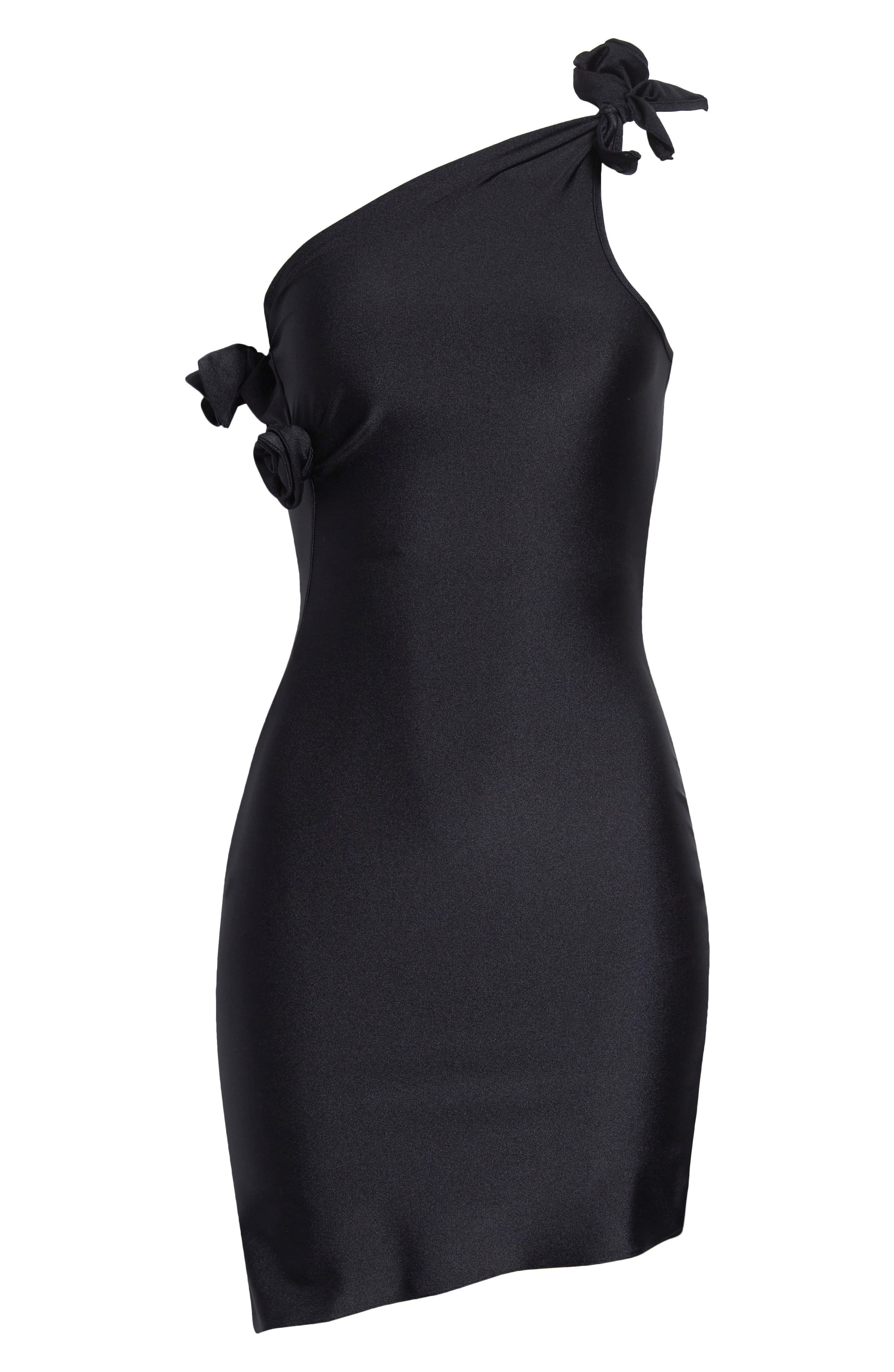 Coperni Asymmetric Flower Minidress in Black at Nordstrom - 5