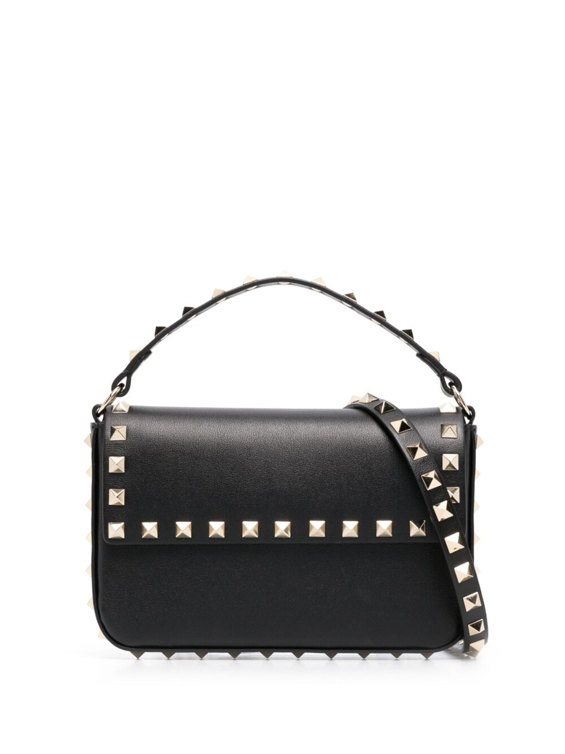 Black Rockstud-Embellished Shoulder Bag - 1