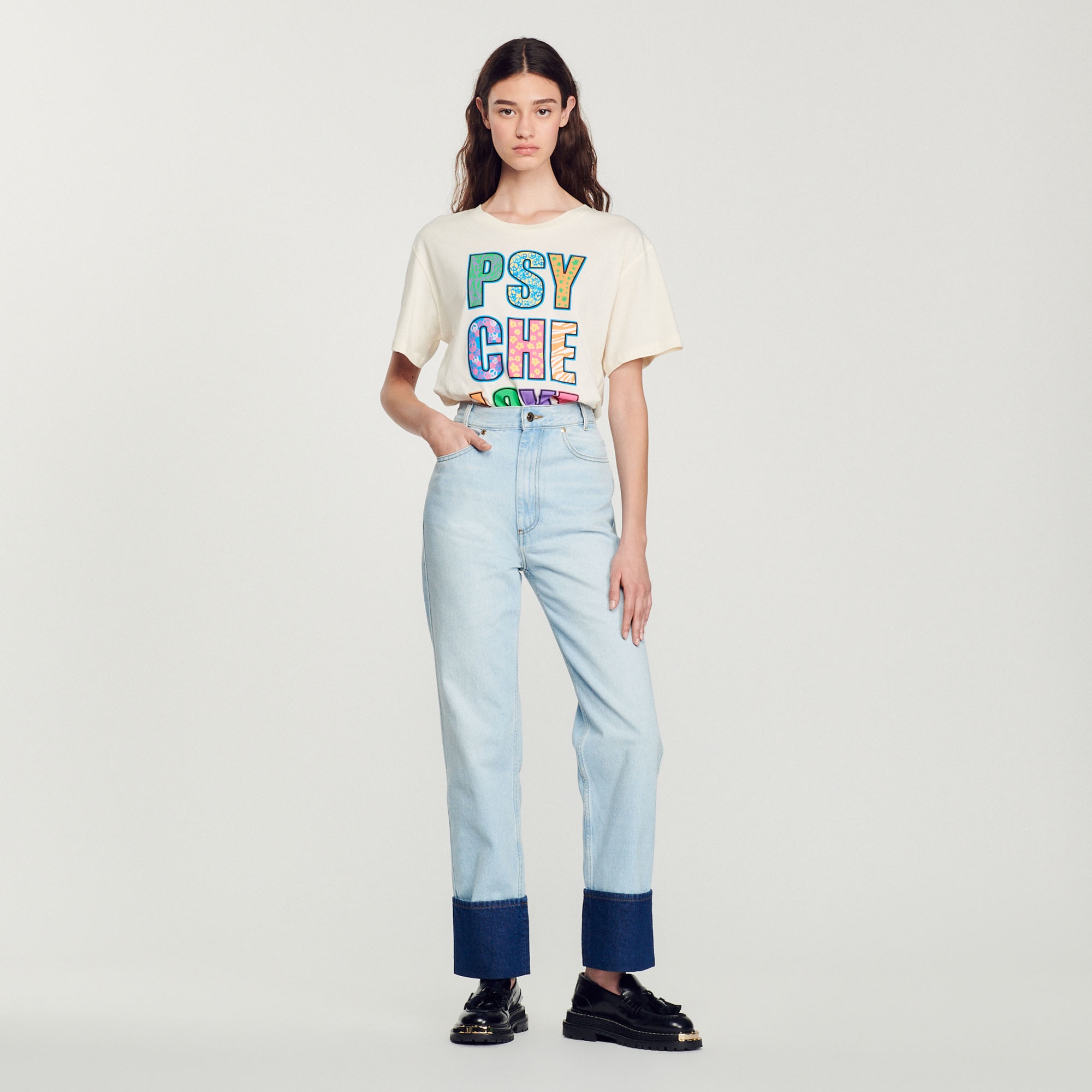 Faded jeans with contrasting cuffs - 3