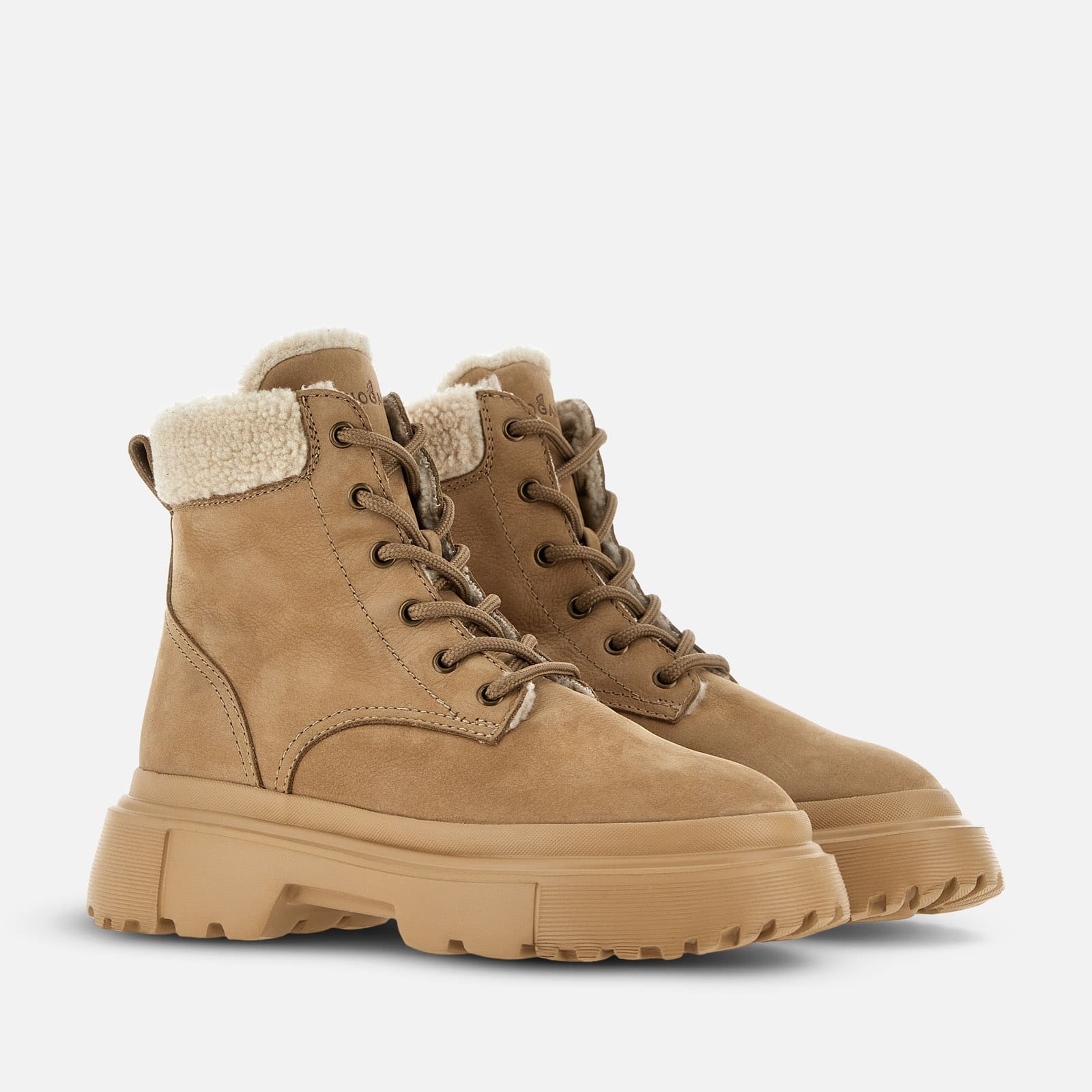 Combat Boots Hogan H619 Beige Brown - 2