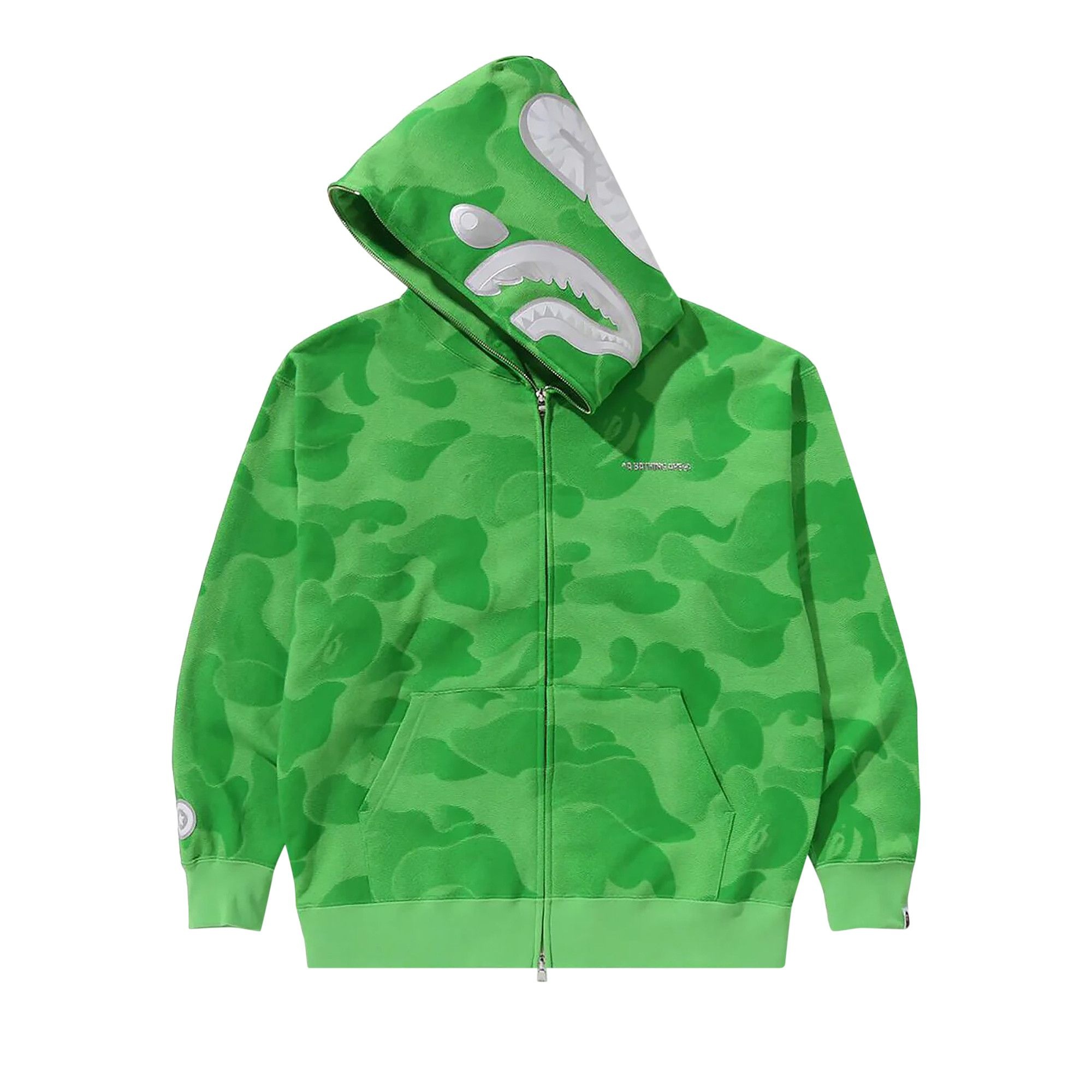 BAPE Ink Camo Shark Zip Hoodie 'Green' - 2