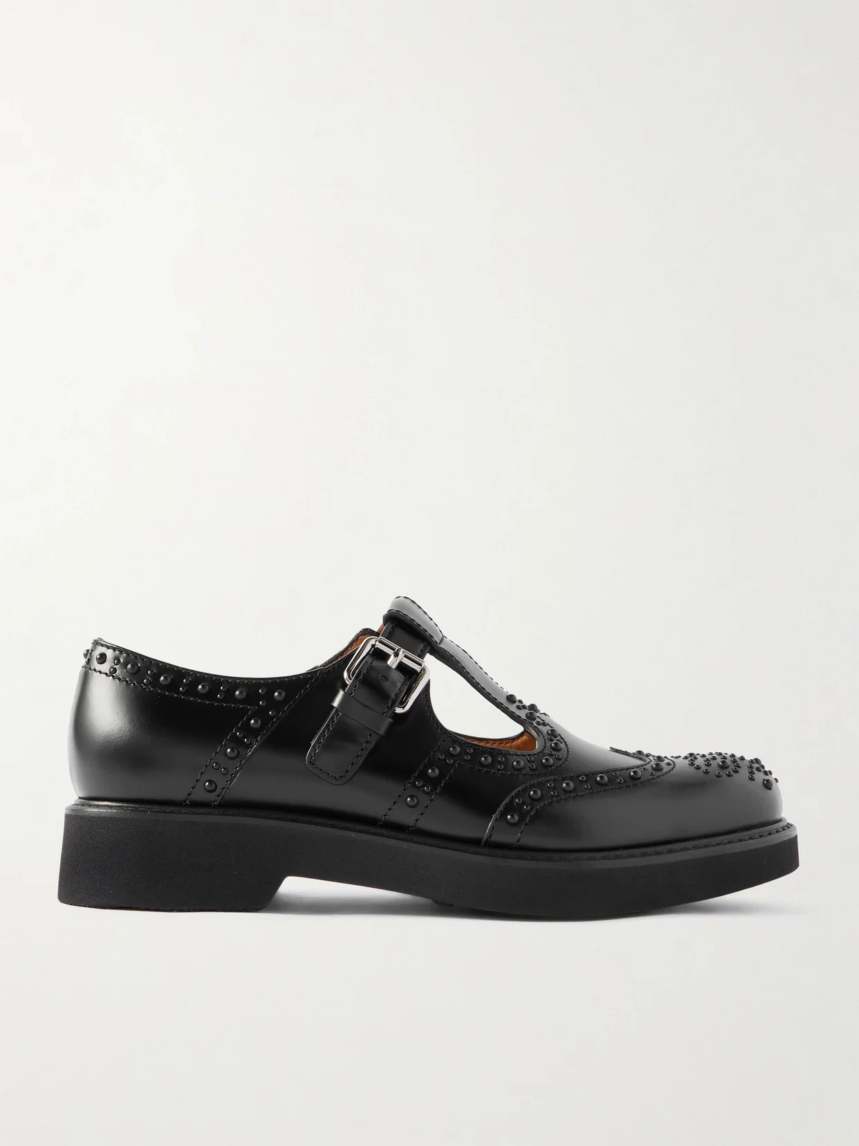 Odette Studded Leather Mary Jane Brogues - 1