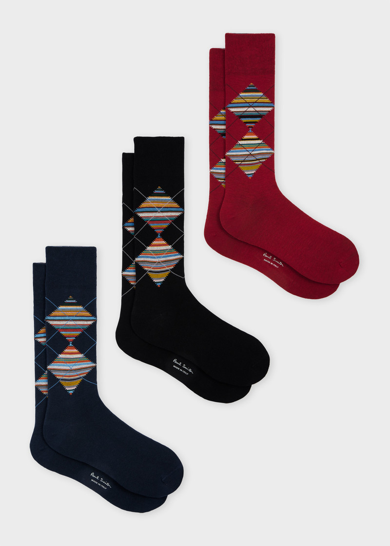 'Signature Stripe' Argyle Socks Three Pack 1