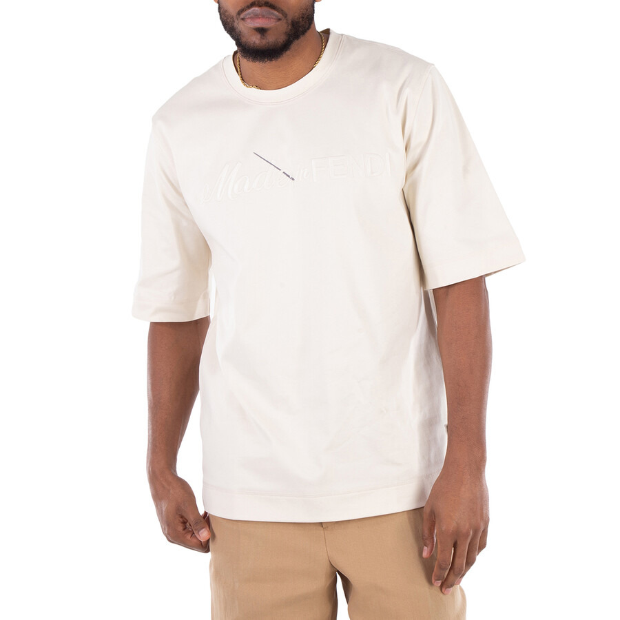Fendi Embroidered Logo Crew Neck Cotton T-Shirt - 3