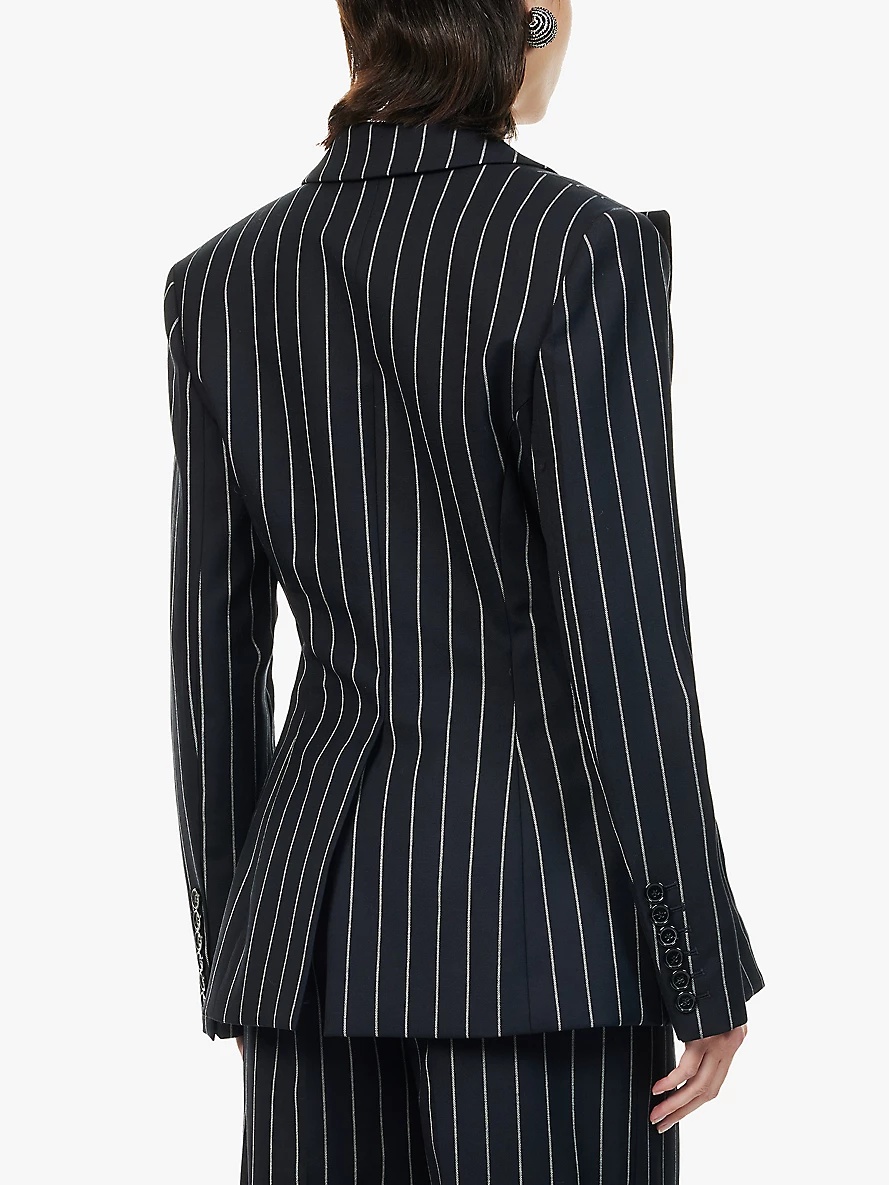 Pinstripe pleated regular-fit wool blazer - 4