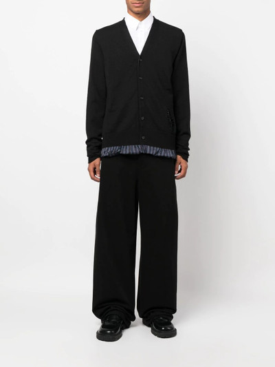 Maison Margiela layered distressed wool cardigan outlook