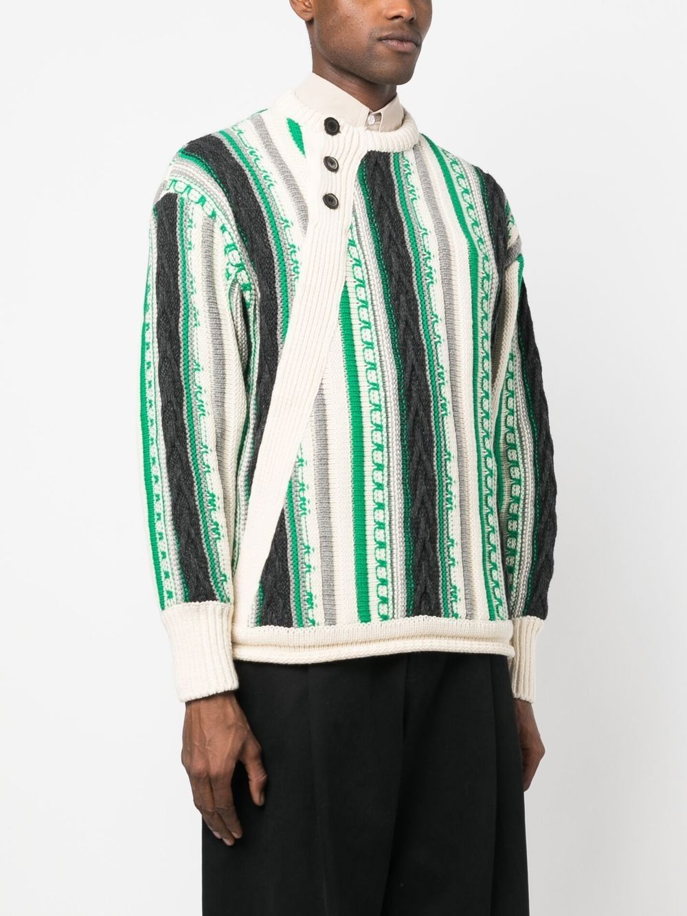 Frema striped-knit buttoned jumper - 4