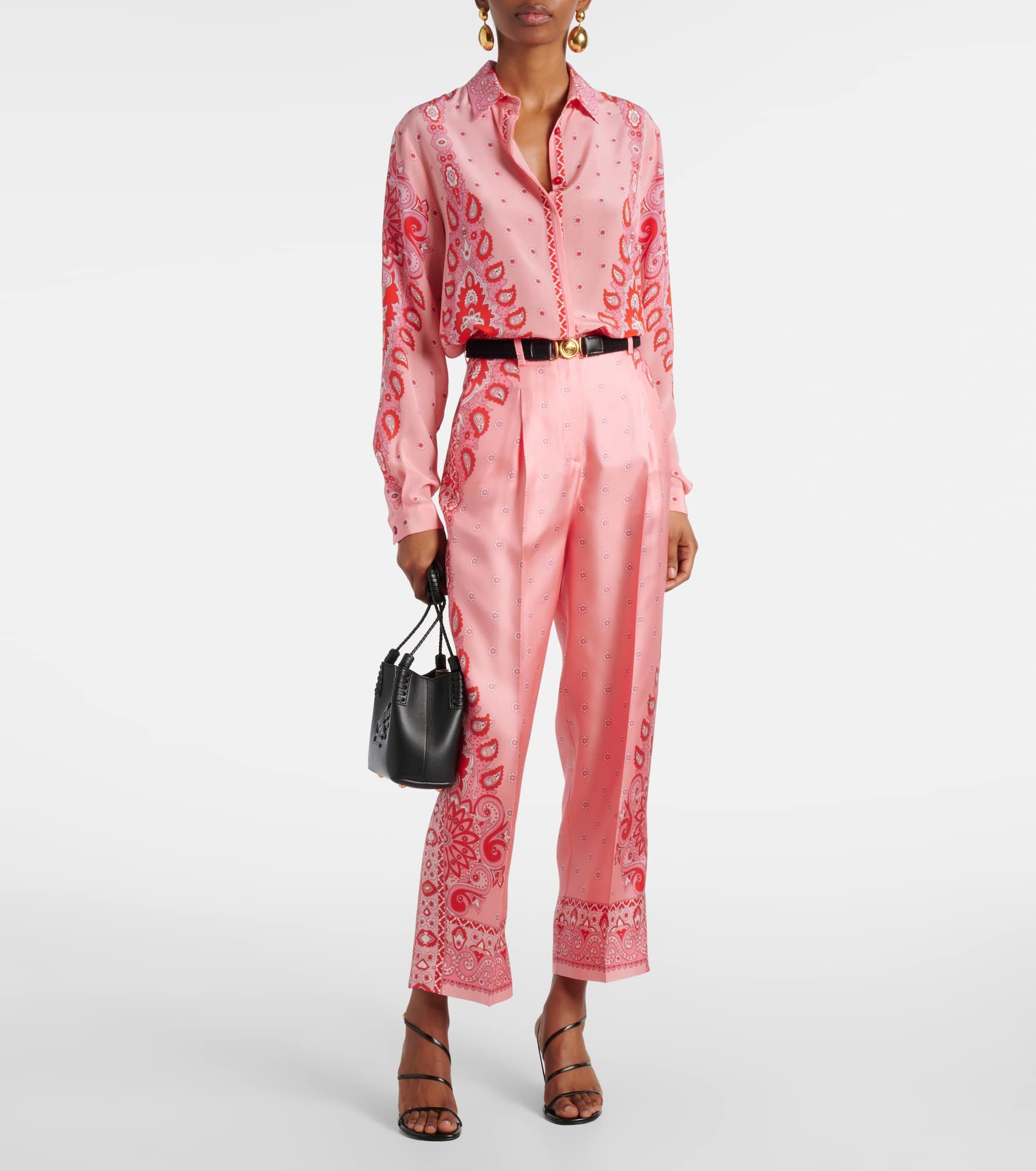 Paisley silk straight pants - 2