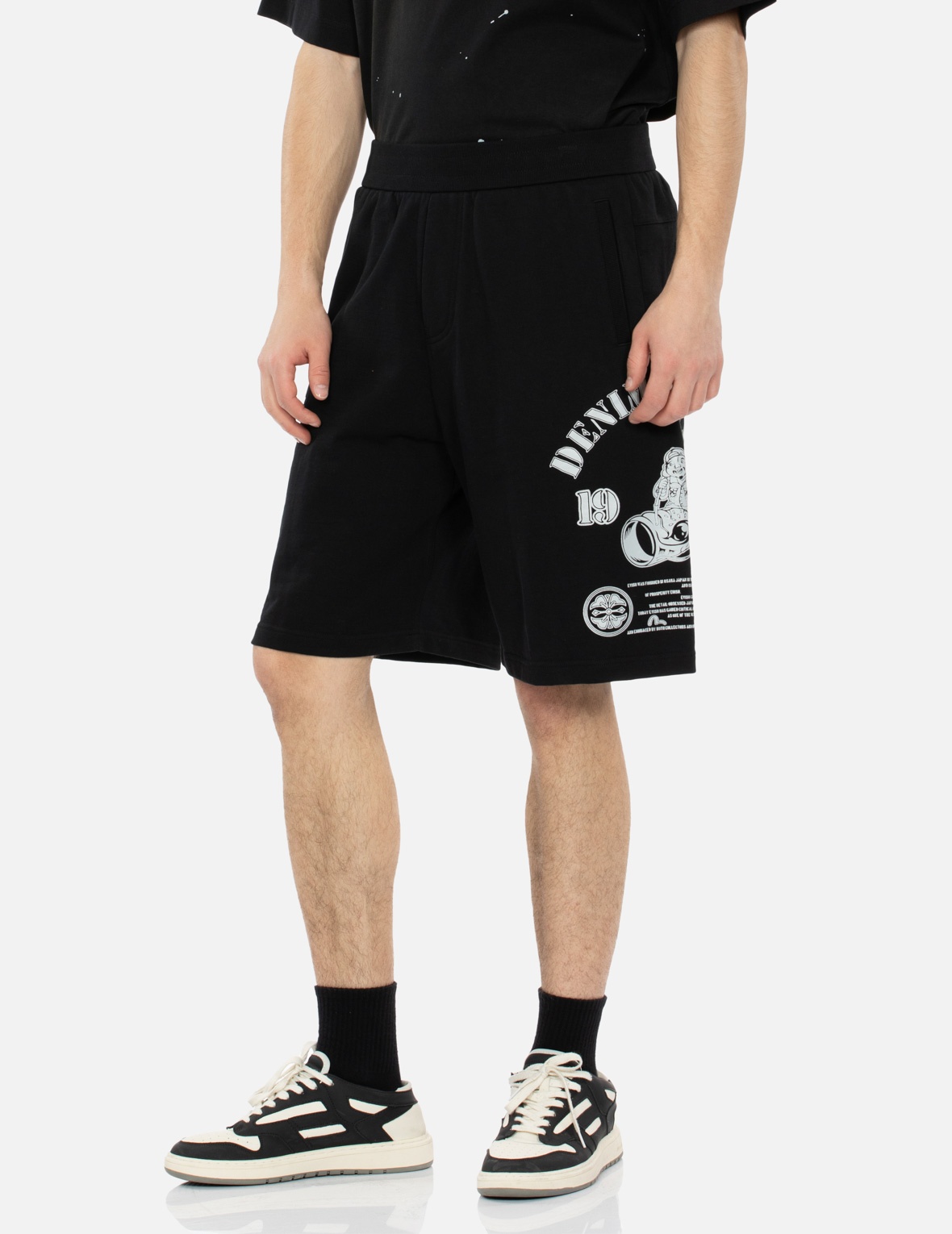GODHEAD AND KOINOBORI REFLECTIVE PRINT RELAX FIT SWEAT SHORTS - 7