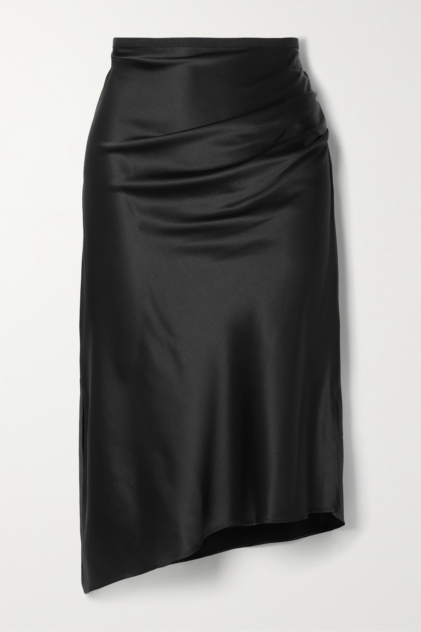 Asymmetric ruched stretch-silk skirt - 1