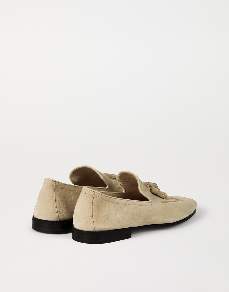 Brunello Cucinelli Suede soft loafers with tassels outlook