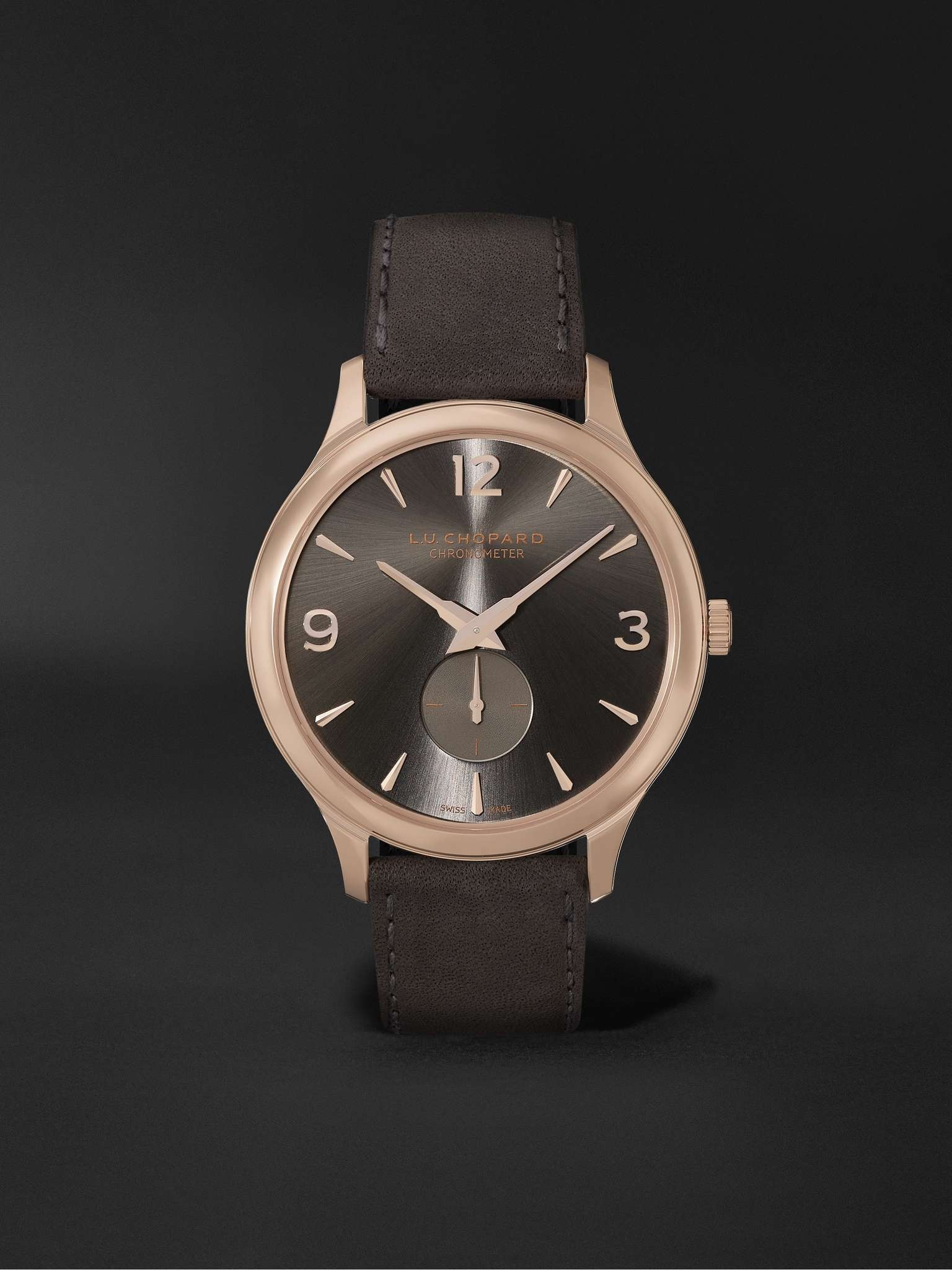 L.U.C XPS Automatic 40mm 18-Karat Rose Gold and Nubuck Watch, Ref. No. 161948-5003 - 1