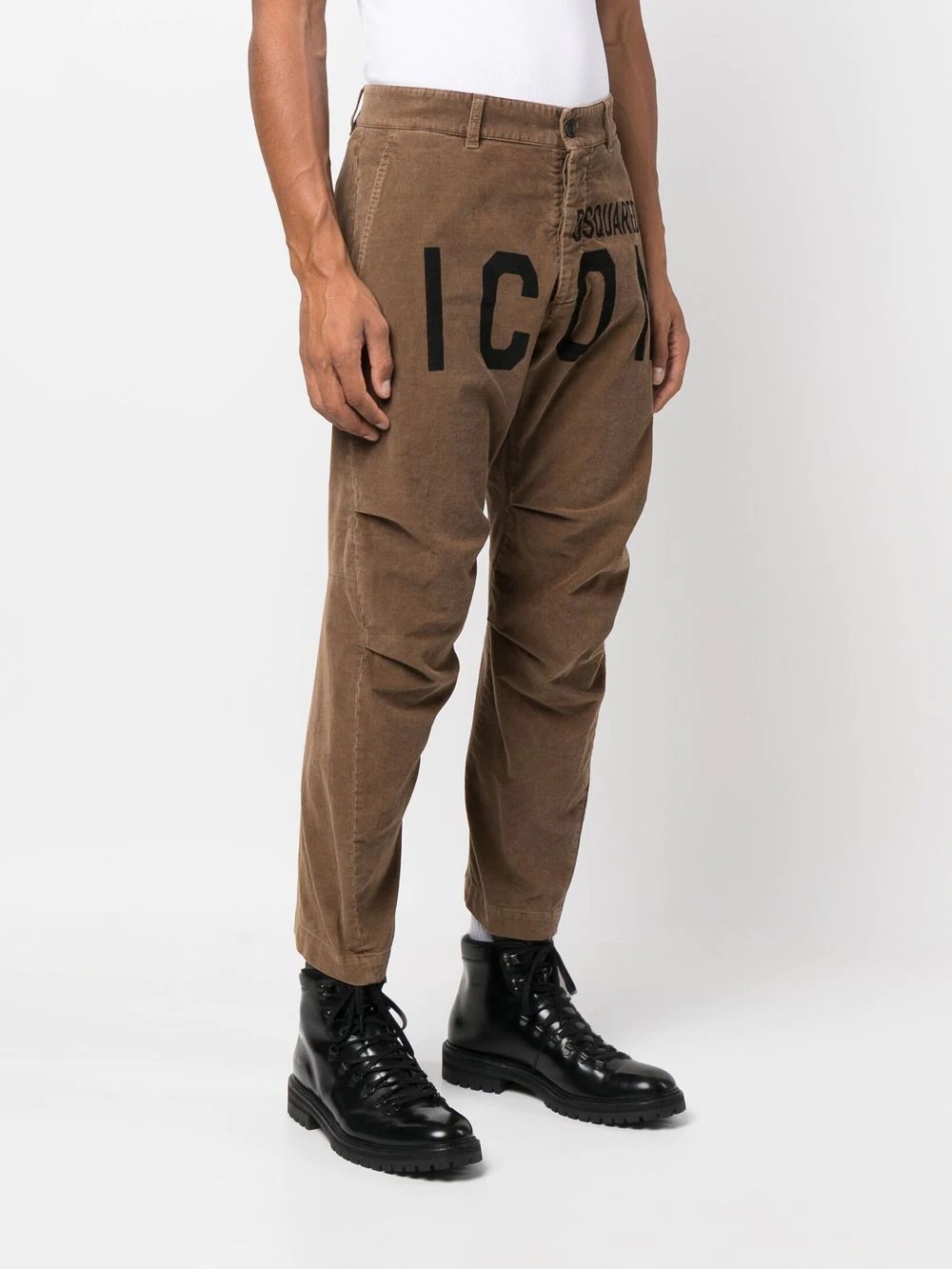 corduroy logo-print trousers - 3