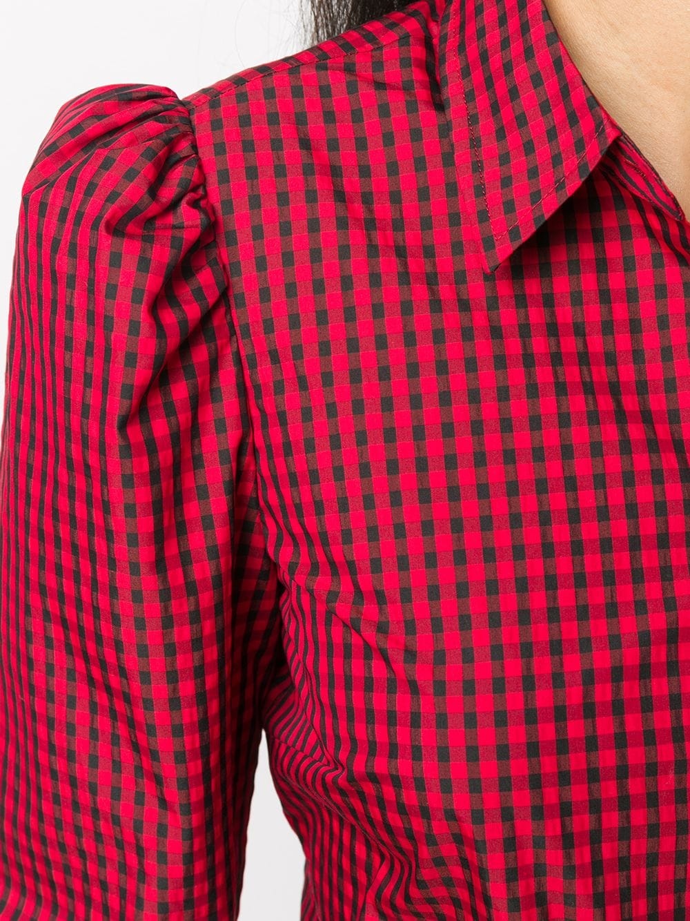 puff-shoulder gingham shirt - 5