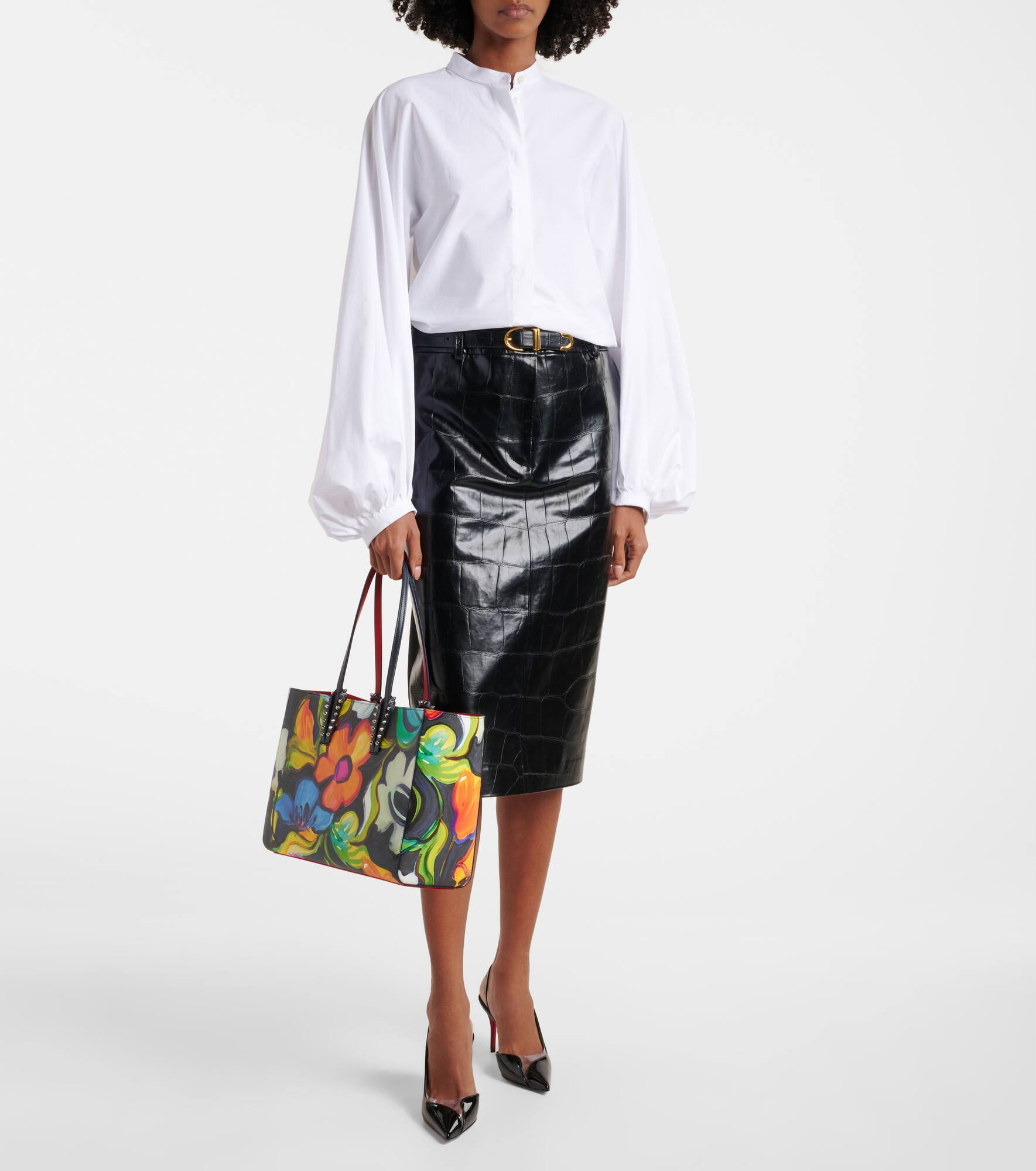 Cabata Small floral leather tote bag - 5