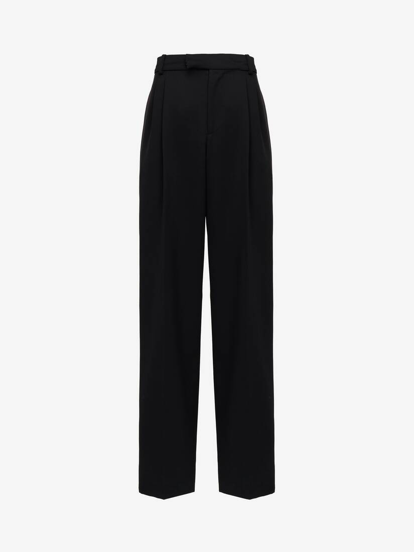 Men's Pleated Baggy Trousers in Black - 1