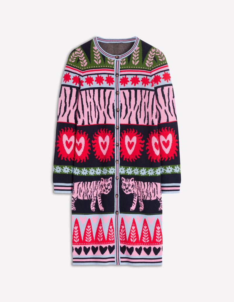 Long Jacquard Cardigan-Navy Tigers 7