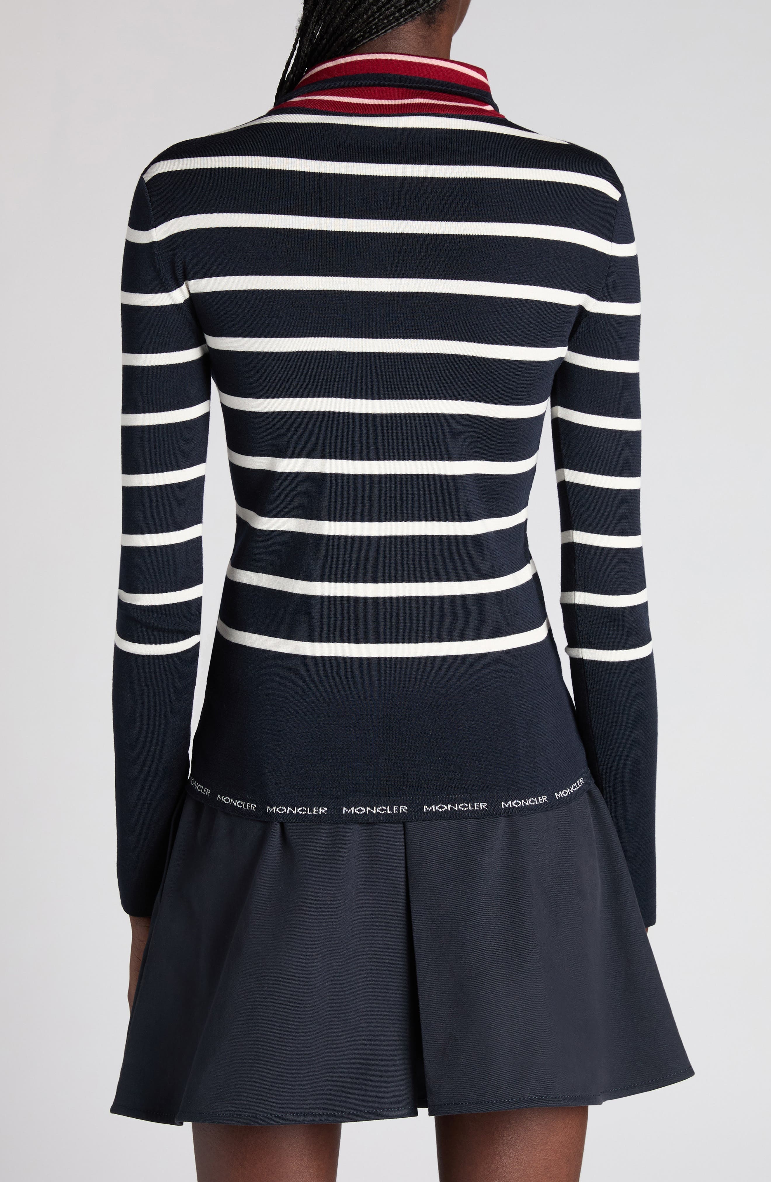 Moncler Stripe Virgin Wool Quarter Zip Pullover at Nordstrom - 3
