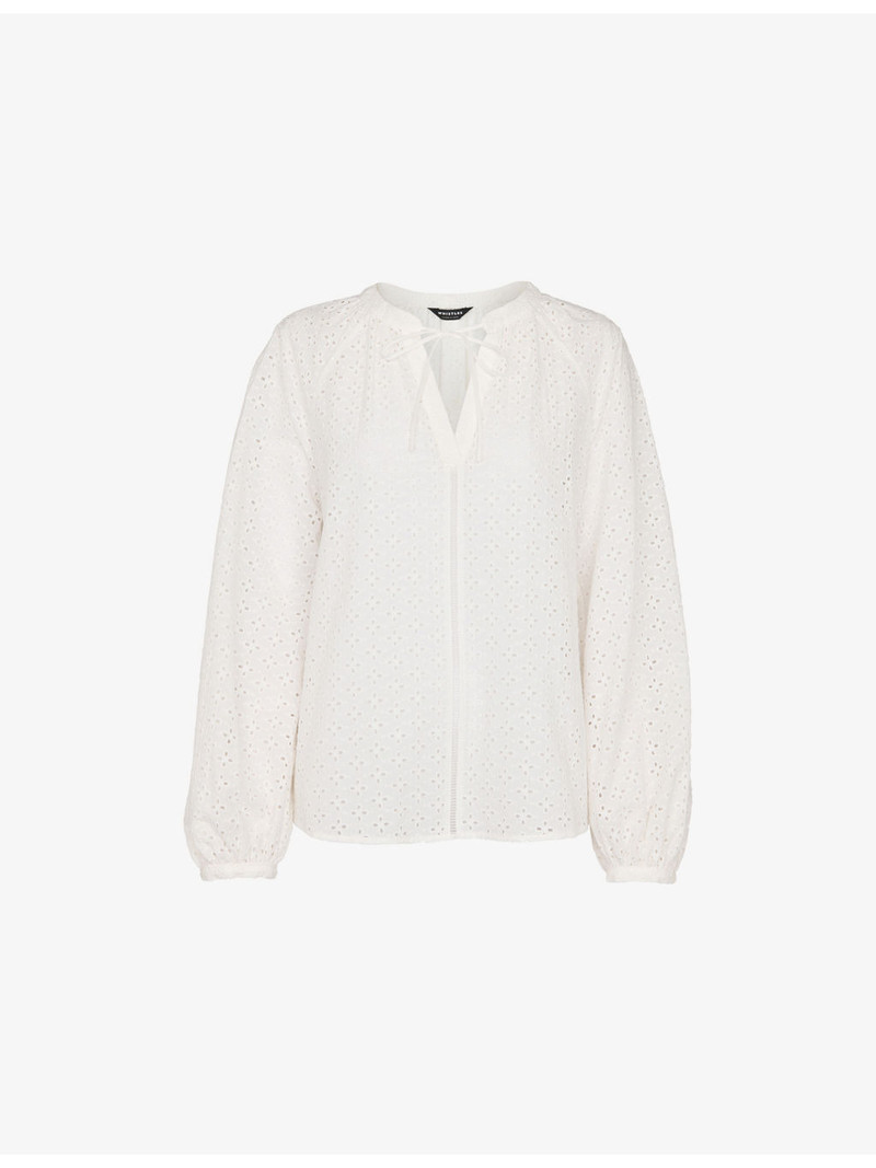Broderie V-Neck Cotton Blouse 1