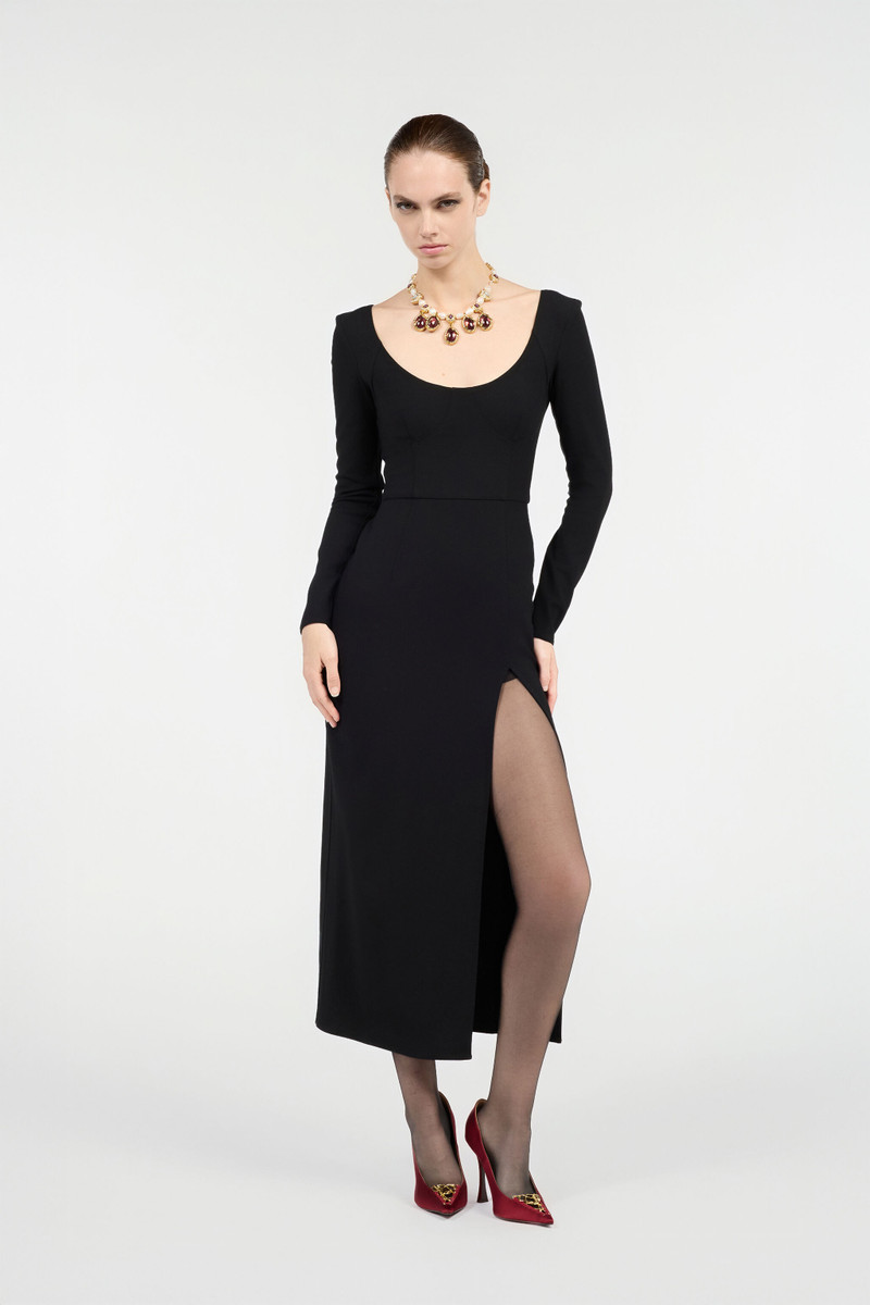 Roberto Cavalli Black Midi Dress With Slit outlook