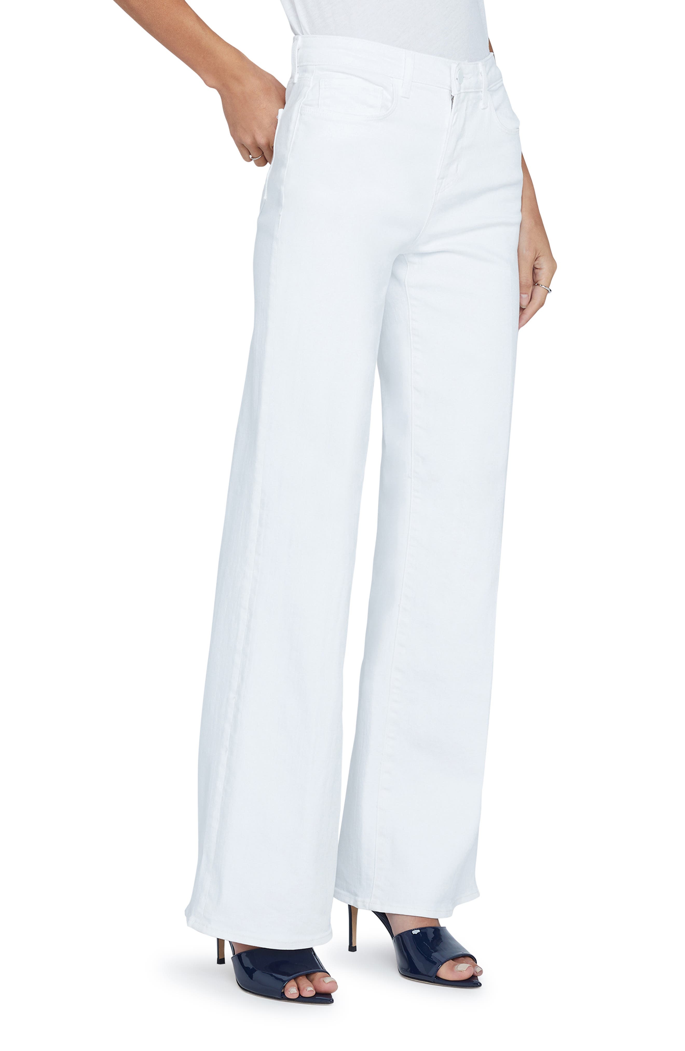 L'AGENCE Alicent Wide Leg Jeans in Blanc at Nordstrom - 3